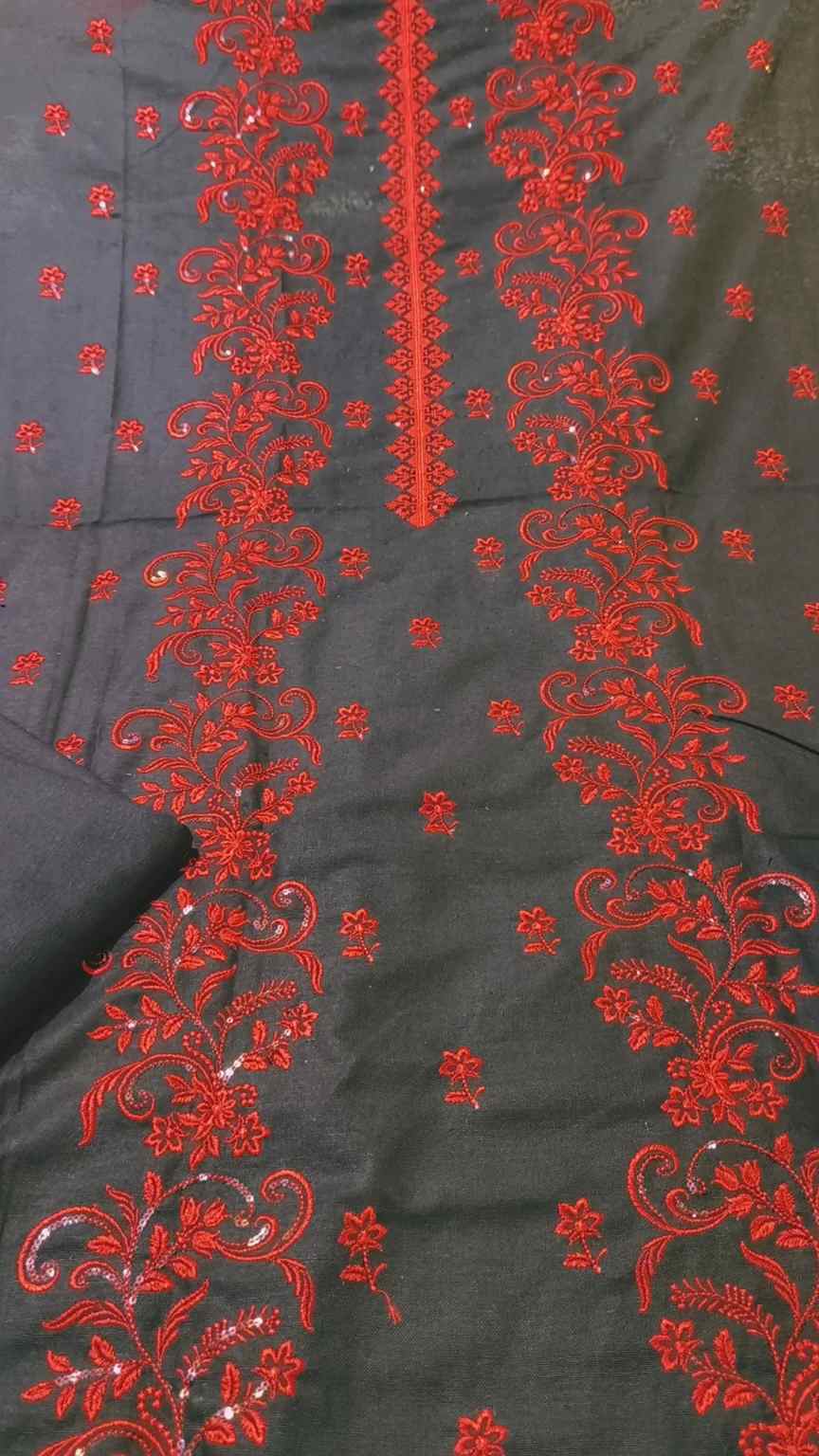 🥳 Sale Sale M-4255 Imported Breezy Squance work Embroidery in Khadder stuff Shirt & Truzer 2pc