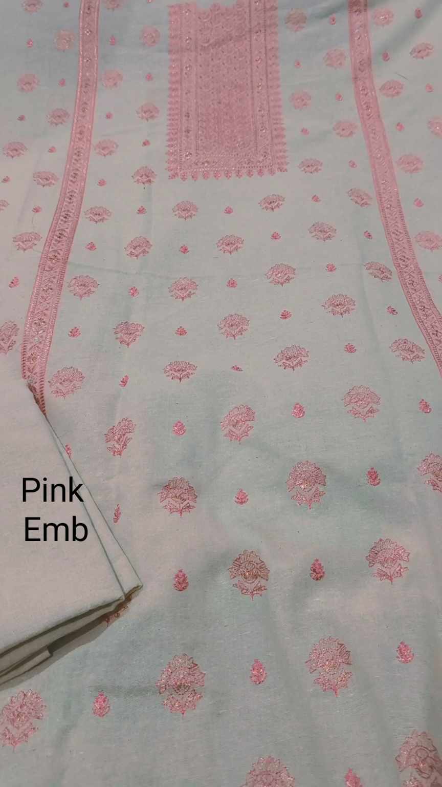 🥳 Sale Sale M-4390  Imported Breezy Embroidery in karandi Khadder stuff Shirt & Truzer 2pc