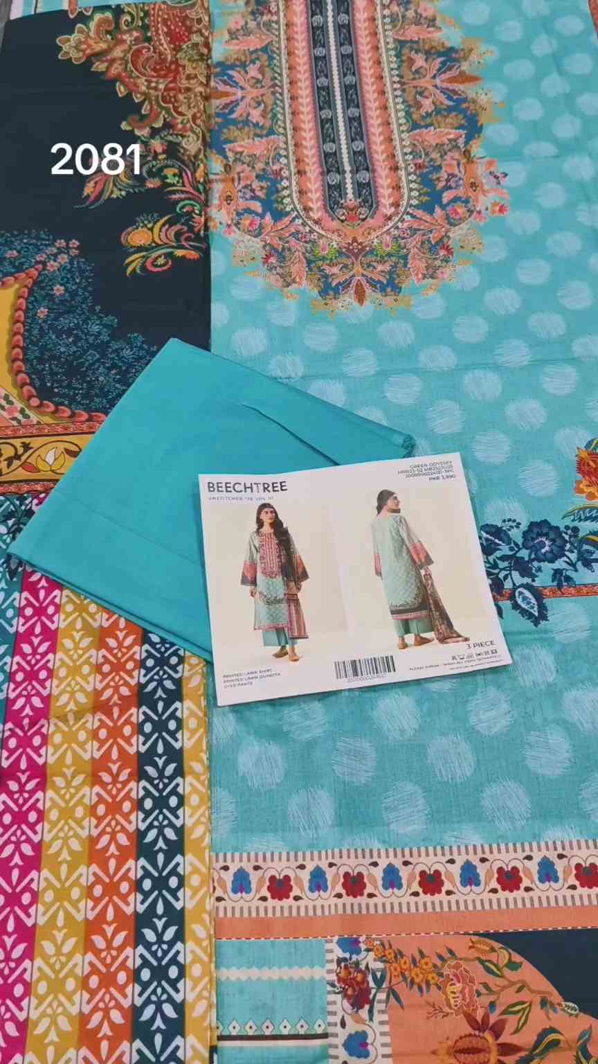 🥳Sale Sale M-2081 Rs.2450 Branded (Beechtree) 3 Pc Lawn suit with packing