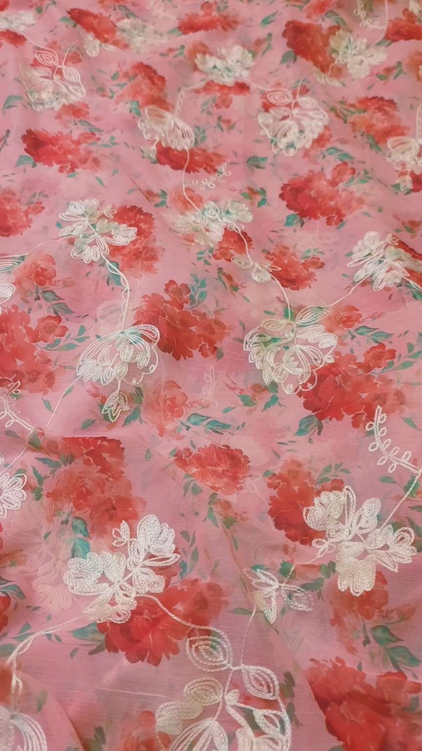🥳 Sale Sale M-792  Rs.1090 Imported 3-D Embroidery In High Quality Korean Chiffon Shirt