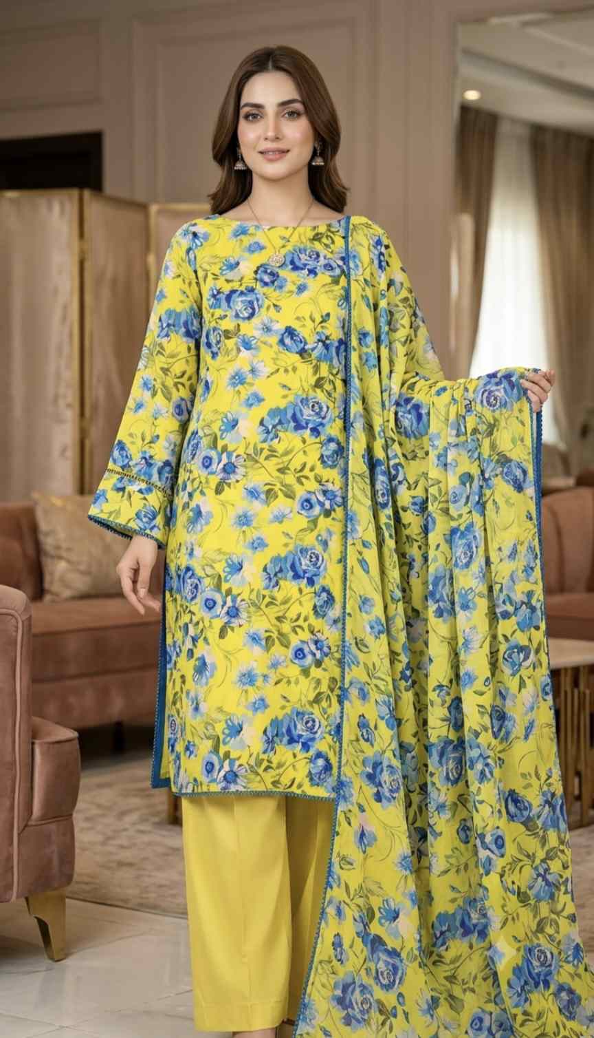 Duppta+ Shirt🥳 Big Sale M-774   Rs.1390 Imported Korean Pure Shaffon Stuff Same design Duppta & Shirt 2pc