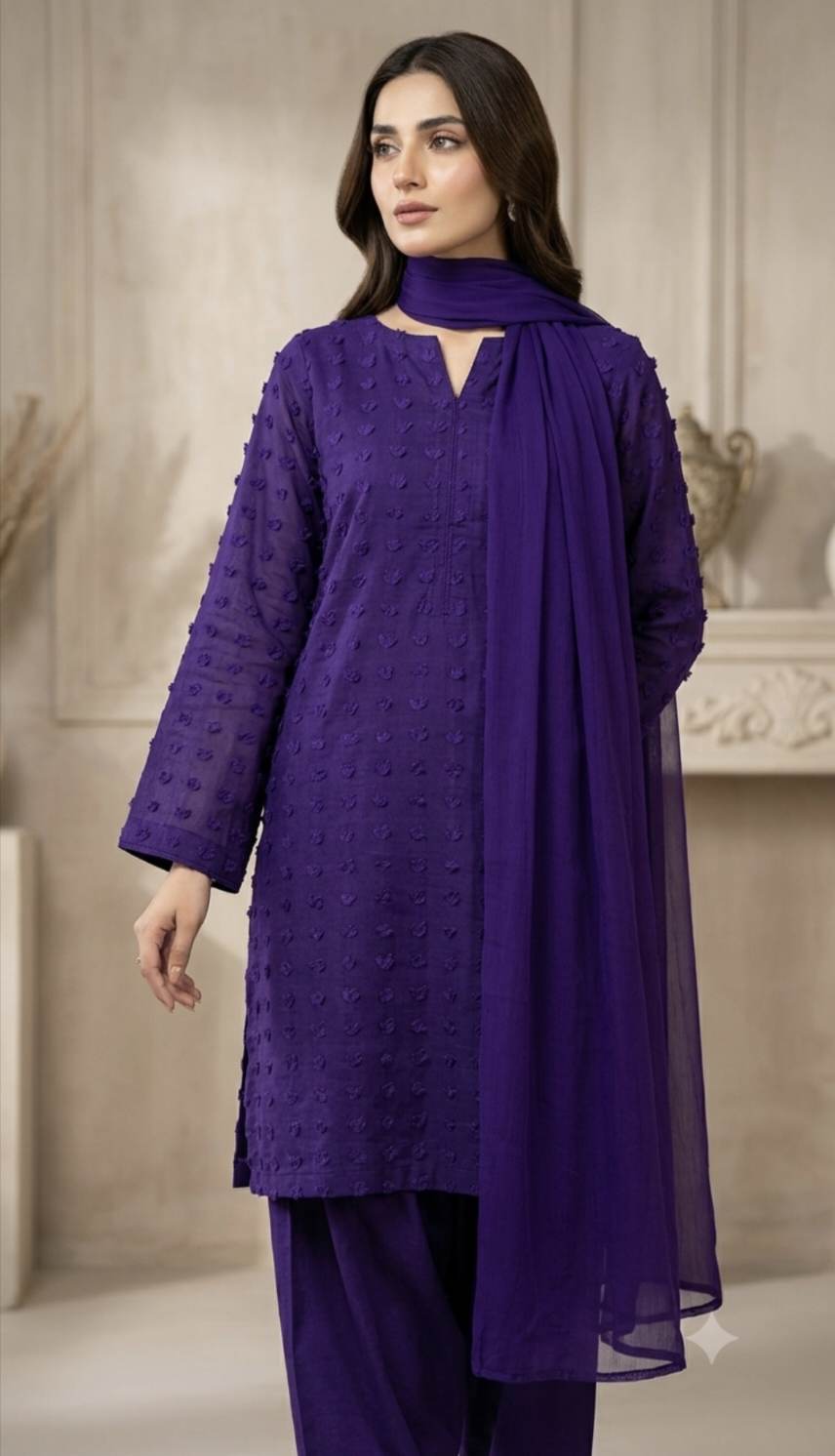 🥳 Big Sale M-642 Rs.790 Imported Bindia Jacquard In kheddi net stuff shirt