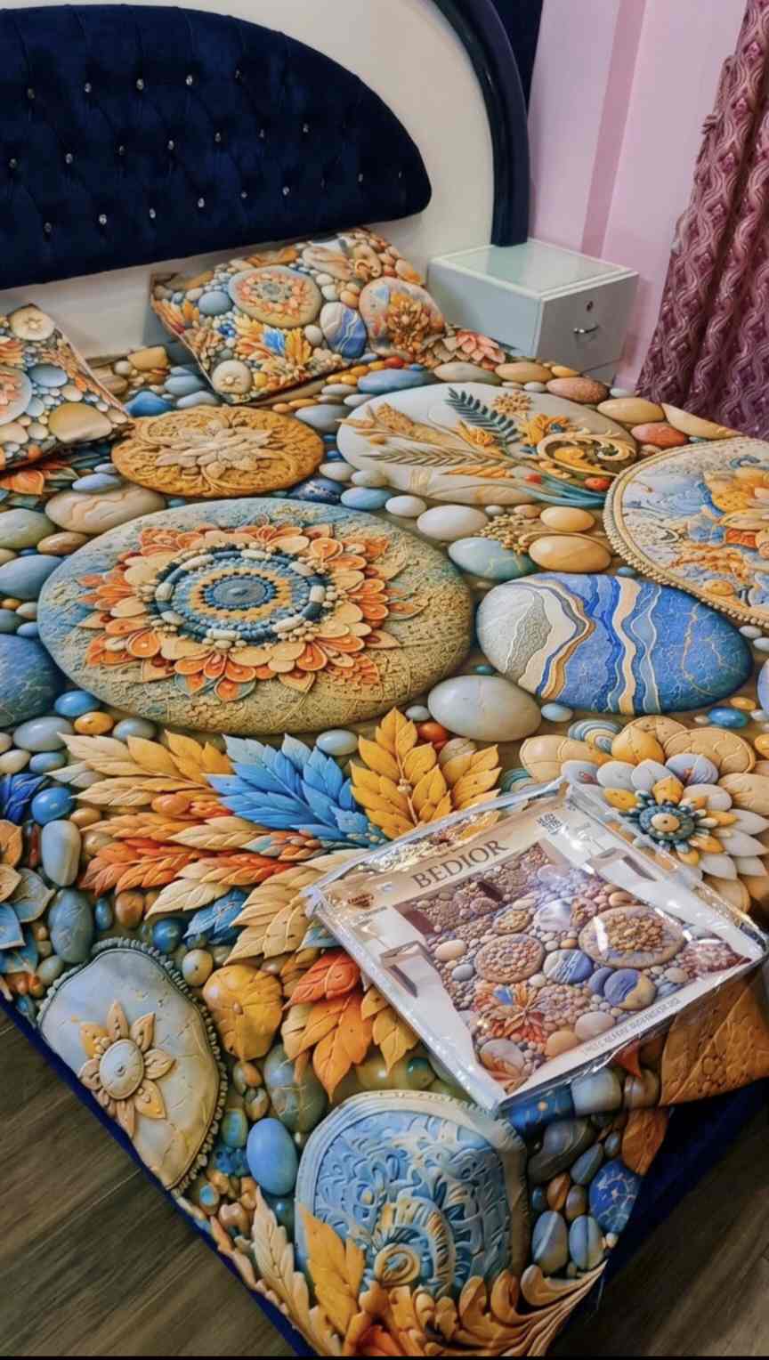 😱 New Arrivals M-876  Rs.2670 (Dc Feee) Imported Luxurious 5-D Premium Crystal Cotton Life Time Granttee King Size 3pc Bed Sheet (94" * 96")  02 Stitch Pillows