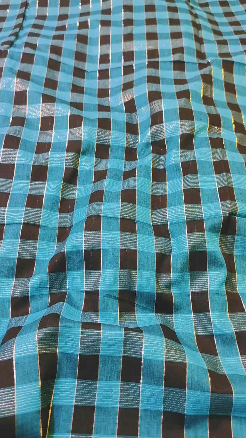 🥳 Sale Sale M-1005  Rs.1090  Imported 4 season Check-Base Design Zaree  Soft Cotton Same print Shirt Trouser 2pc