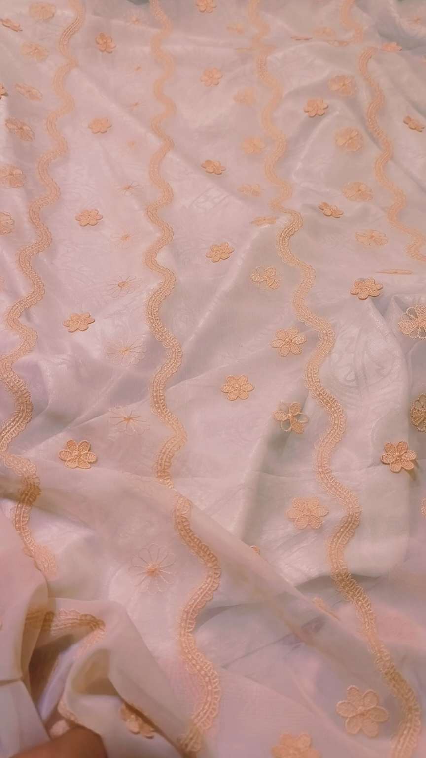 🥳 Sale Sale M-708 Rs.1150 Imported 3-D flowers Embroidery in korean Chiffon Shirt