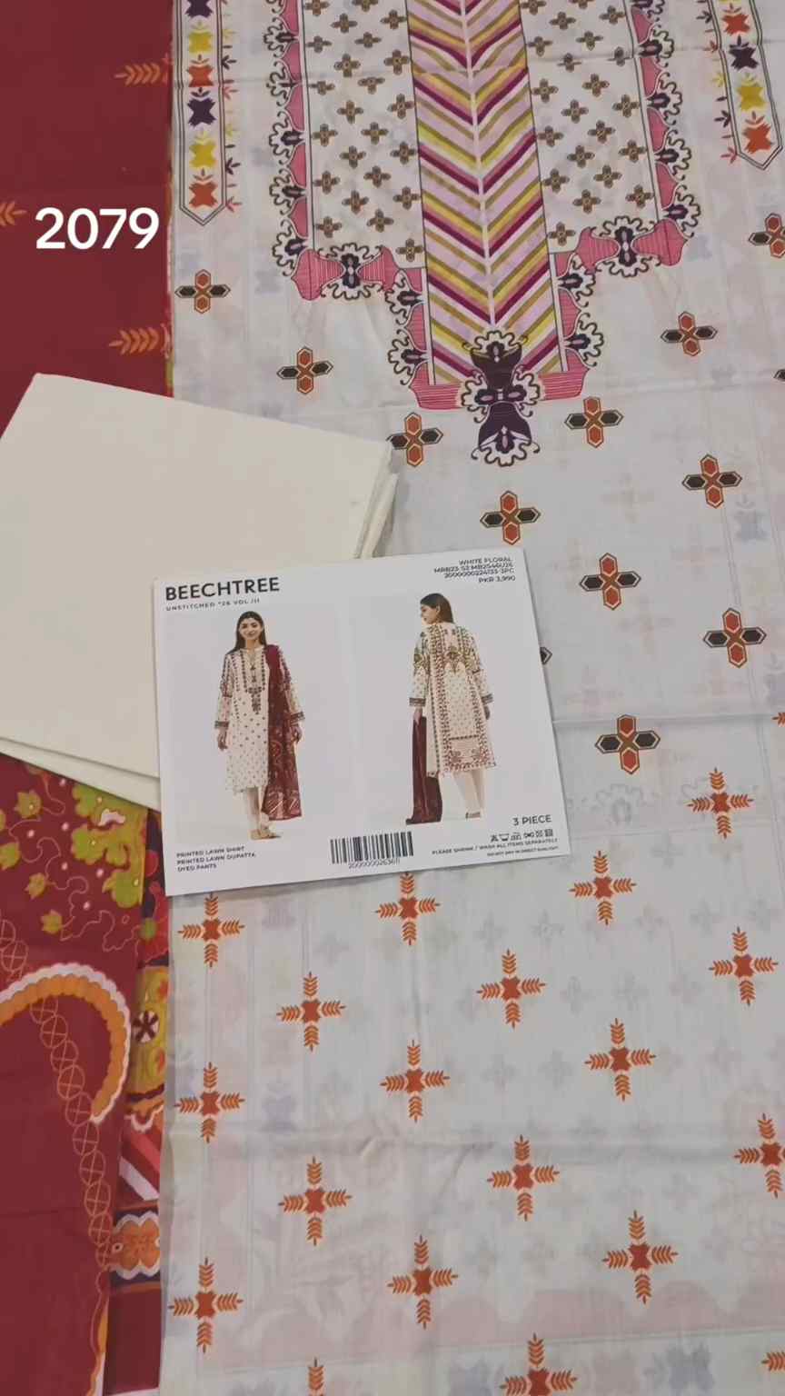 🥳Sale Sale M-2079  Rs.2450 Branded (Beechtree) 3 Pc Lawn suit with packing