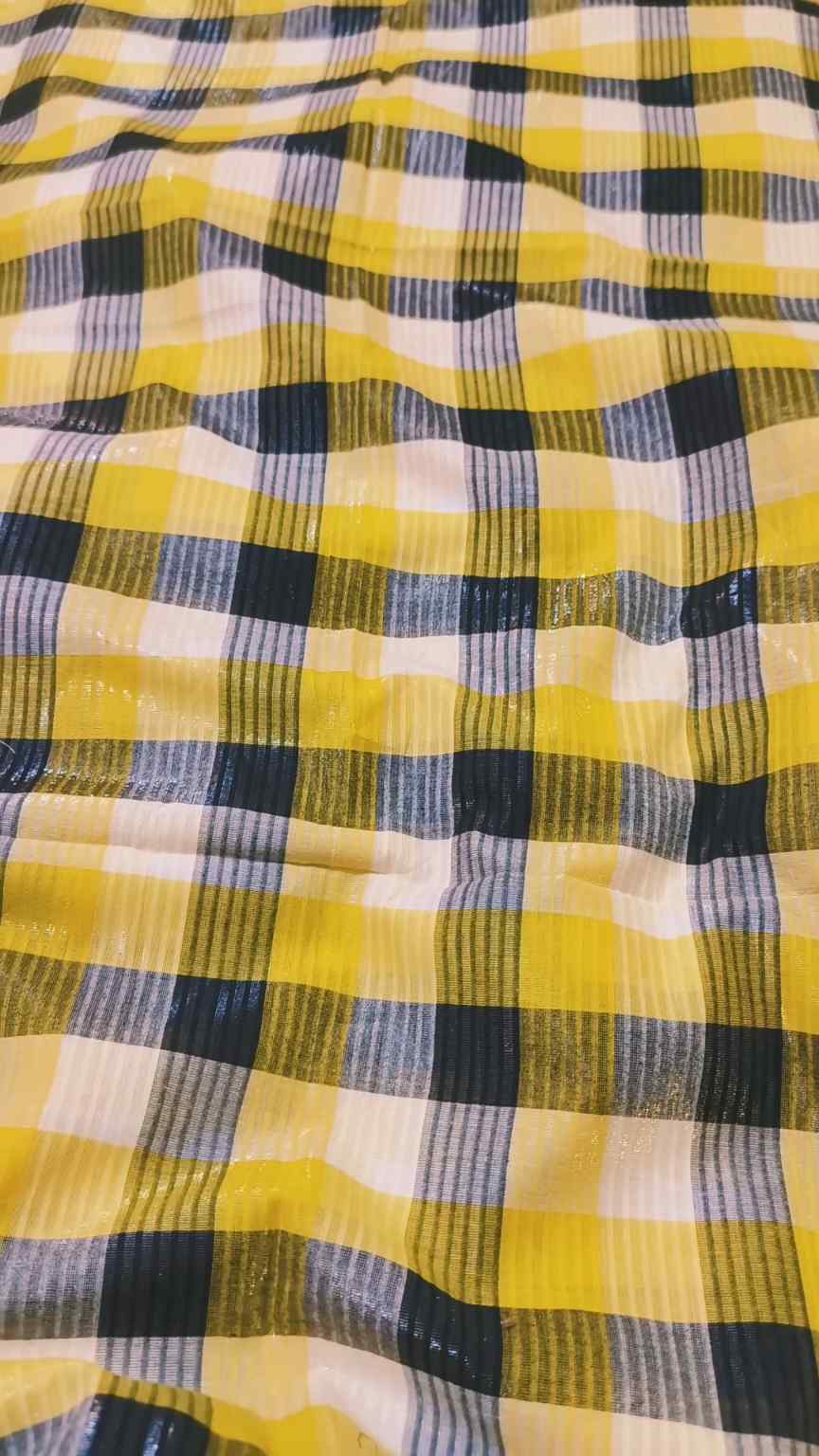 🥳 Sale Sale M-1002  Rs.1090  Imported 4 season Check-Base Design Zaree  Soft Cotton Same print Shirt Trouser 2pc