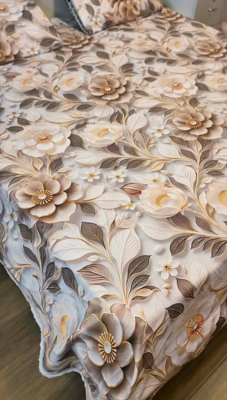 😱 New Arrivals M-884. Rs.2670 (Dc Feee) Imported Luxurious 5-D Premium Crystal Cotton Life Time Granttee King Size 3pc Bed Sheet (94" * 96")  02 Stitch Pillows