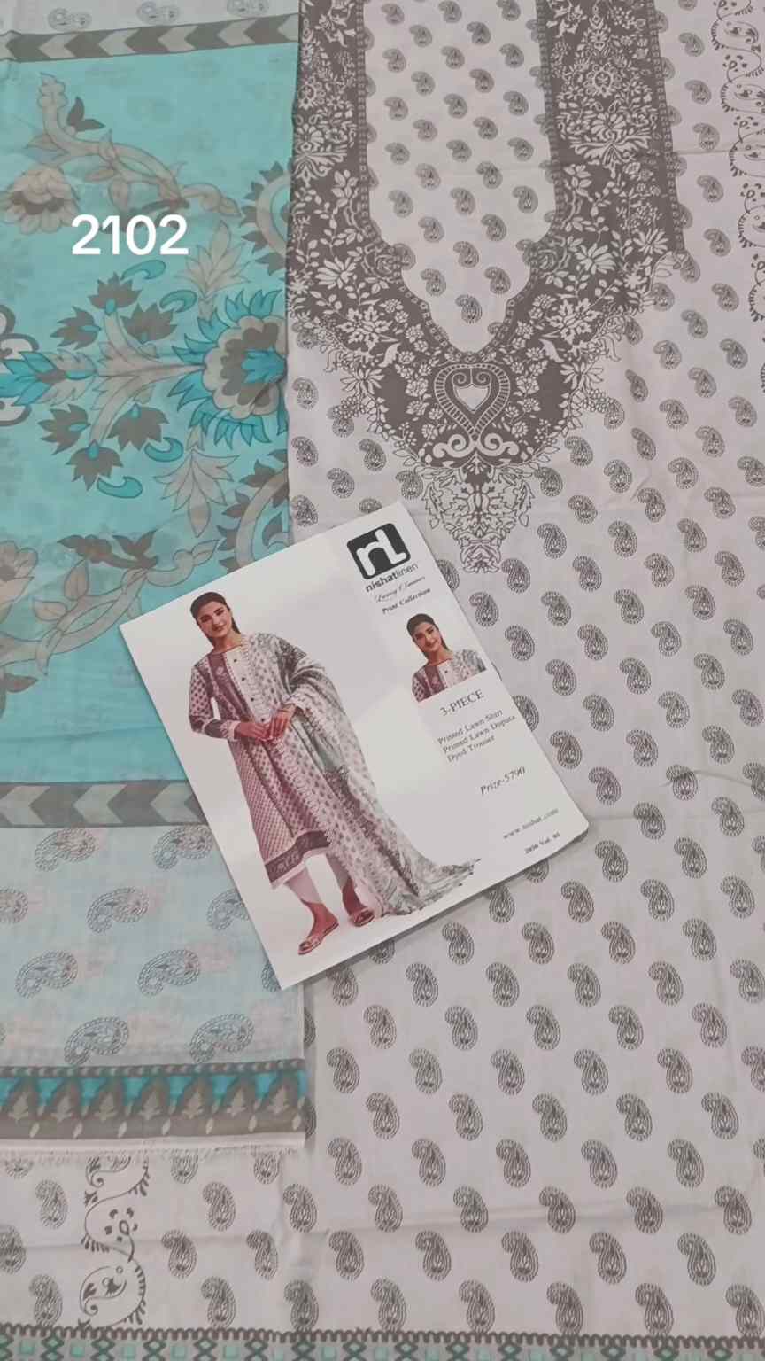 🥳 Big Discount M-2102  Rs.1690 Branded (Nishat)  Lawn Shirt & Duppta 2pc