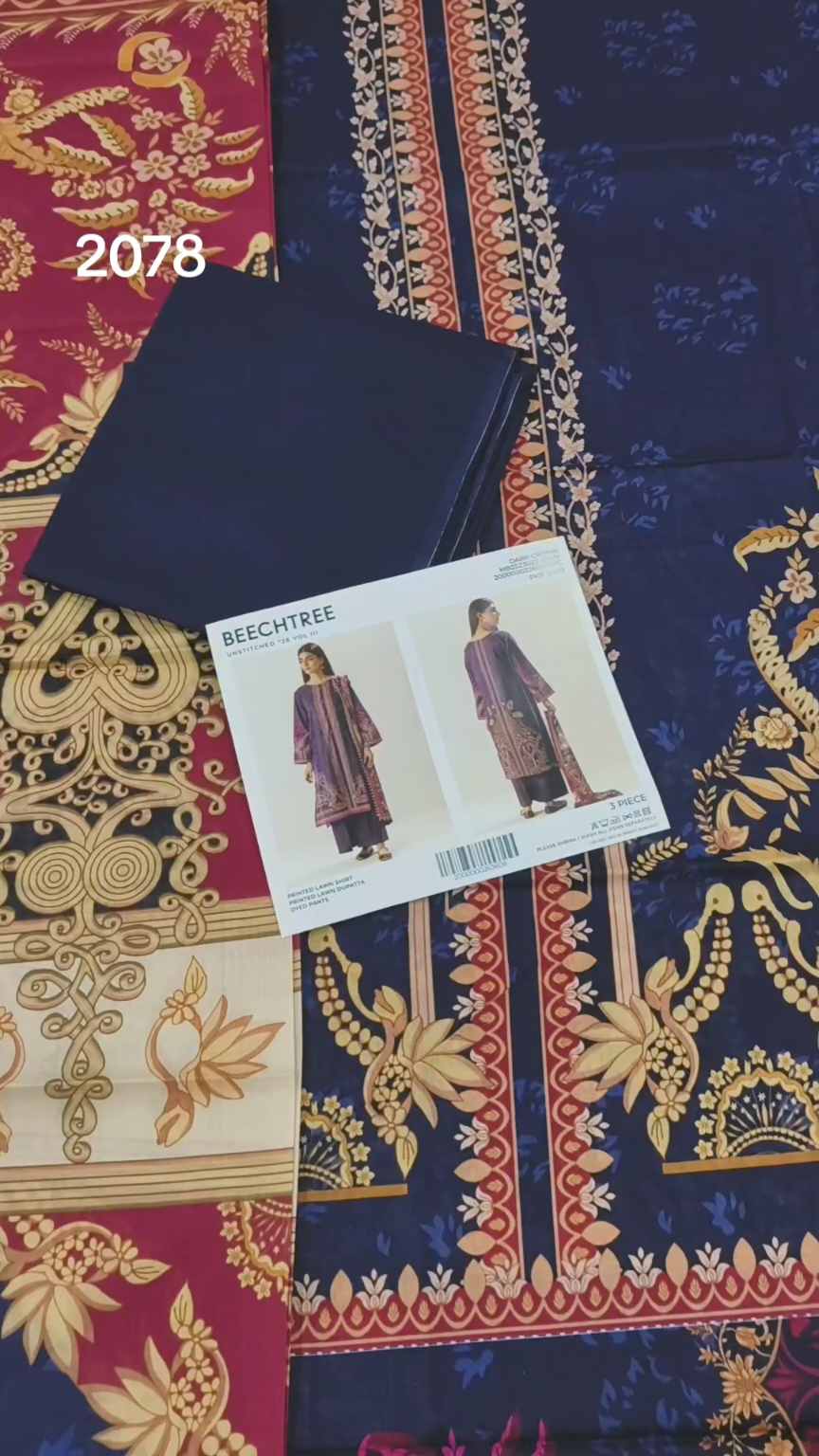 🥳Sale Sale M-2078  Rs.2450 Branded (Beechtree) 3 Pc Lawn suit with packing