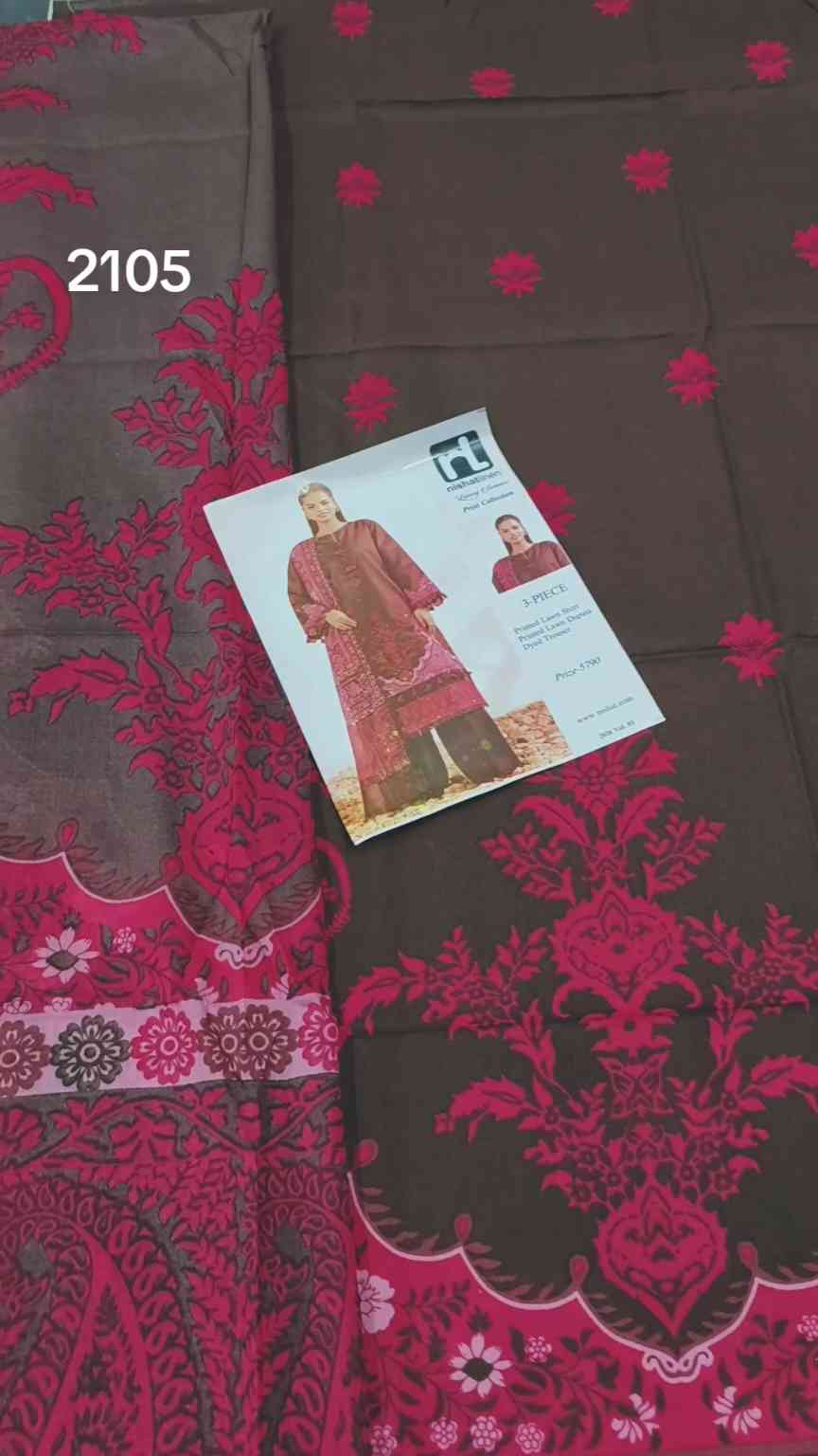 🥳 Big Discount M-2105  Rs.1690 Branded (Nishat)  Lawn Shirt & Duppta 2pc