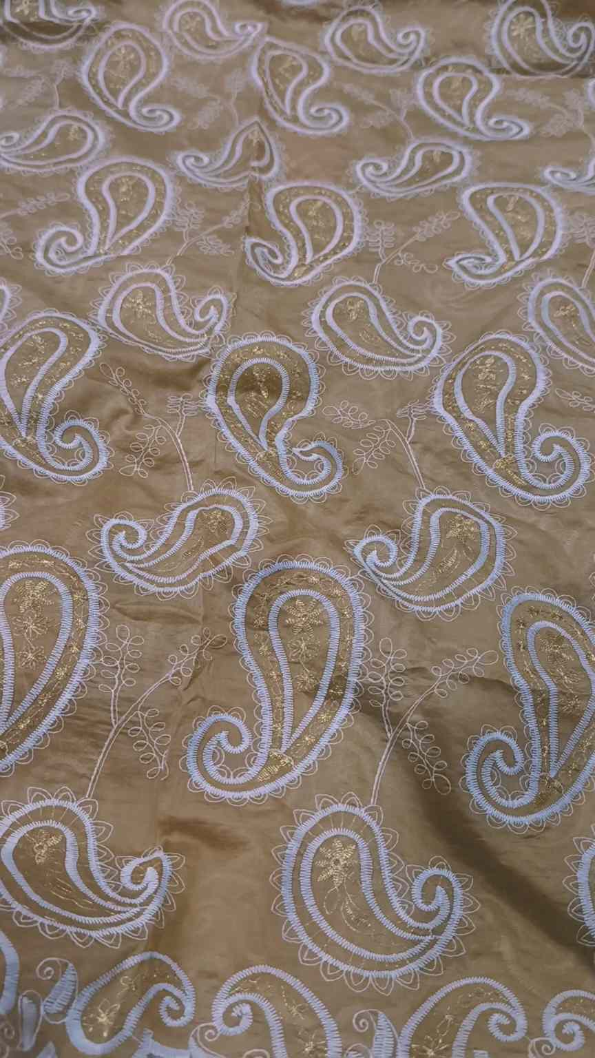 🥳 Big Sale M-966 Rs.1600 Imported Most Luxurious 3-D with Tilla Arr Embroidery in High Quality Paper Silk Stuff Shirt