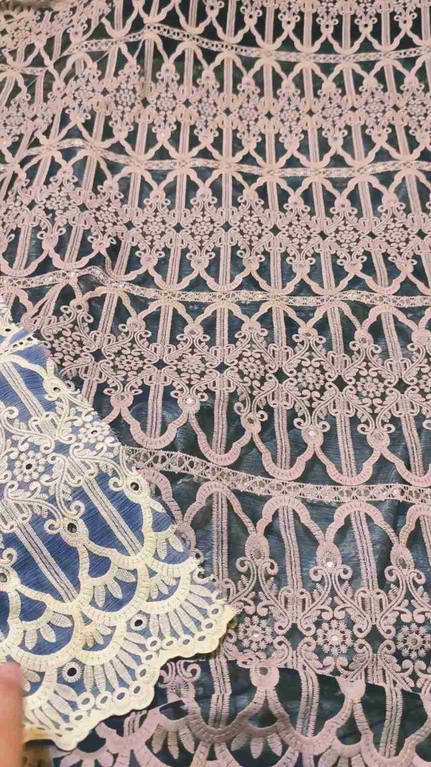 😱 Big Sale M-712v Rs.1150 Imported Most Luxurious 3-D chickenkari Embroidery in Korean Chiffon Shirt