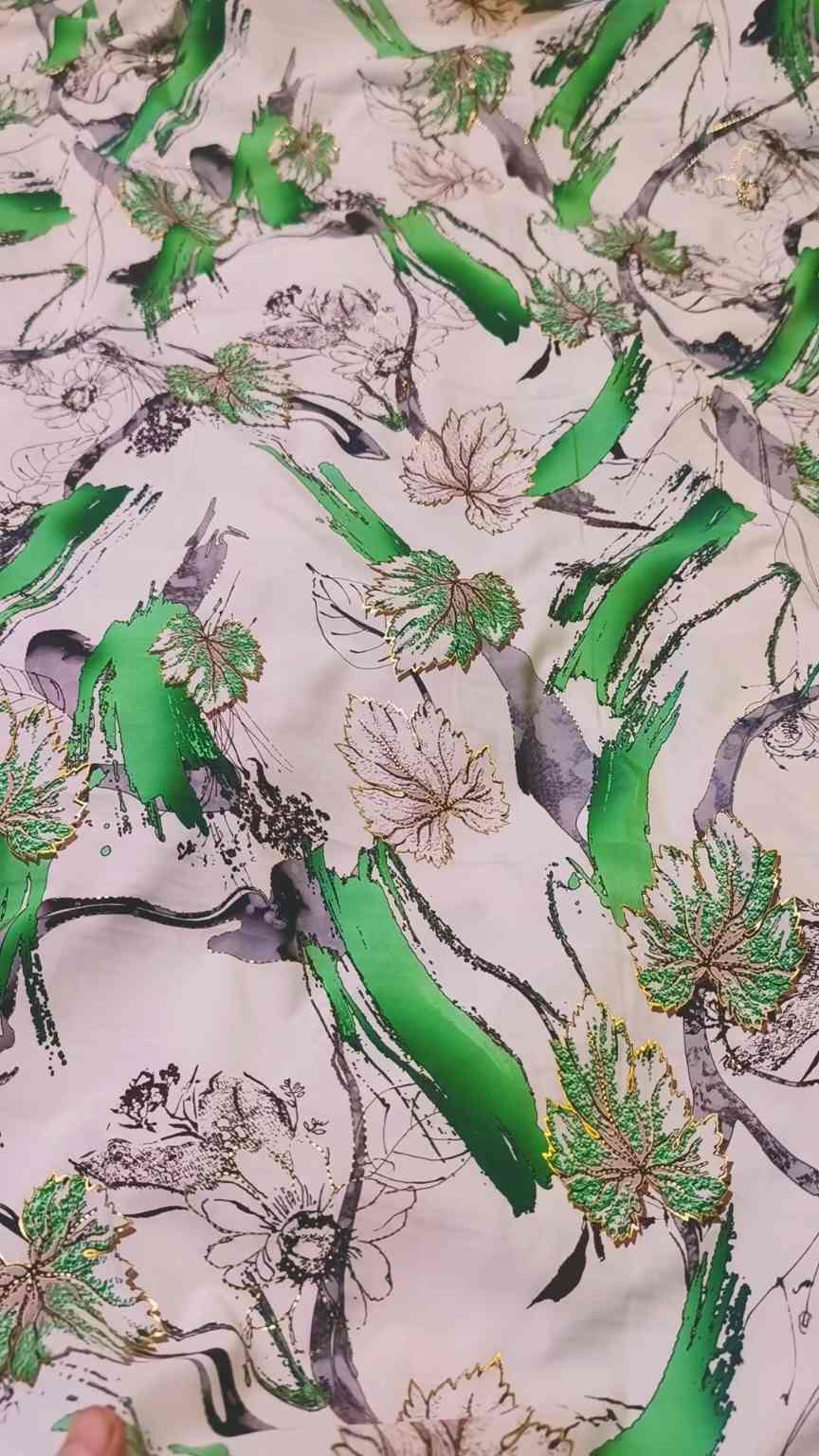 🥳 Sale Sale M-667  Rs.1390 Imported Embossed Gold (Mid season & Winter) Silk Same print Shirt & Truzer 2pc