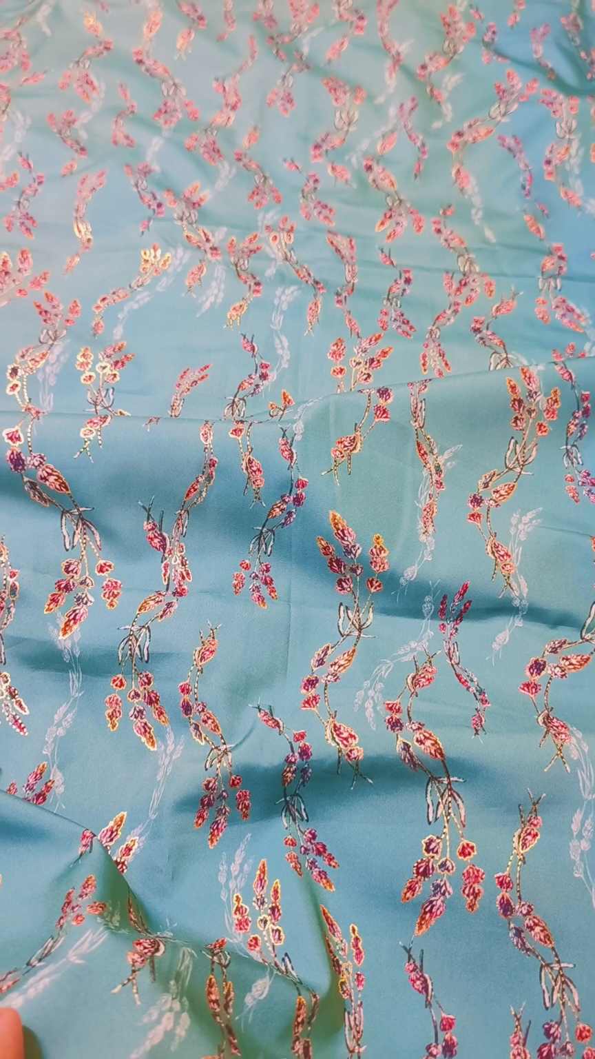 🥳 Big Sale M-769  Rs.1350 Imported Embossed Gold  (Mid Season & Winter) Zaree Silk Same print Shirt & Truzer 2pc