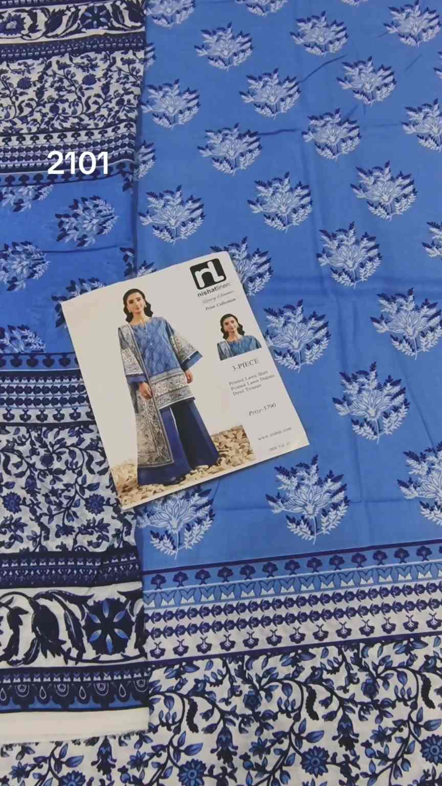 🥳 Big Discount M-2101  Rs.1690 Branded (Nishat)  Lawn Shirt & Duppta 2pc