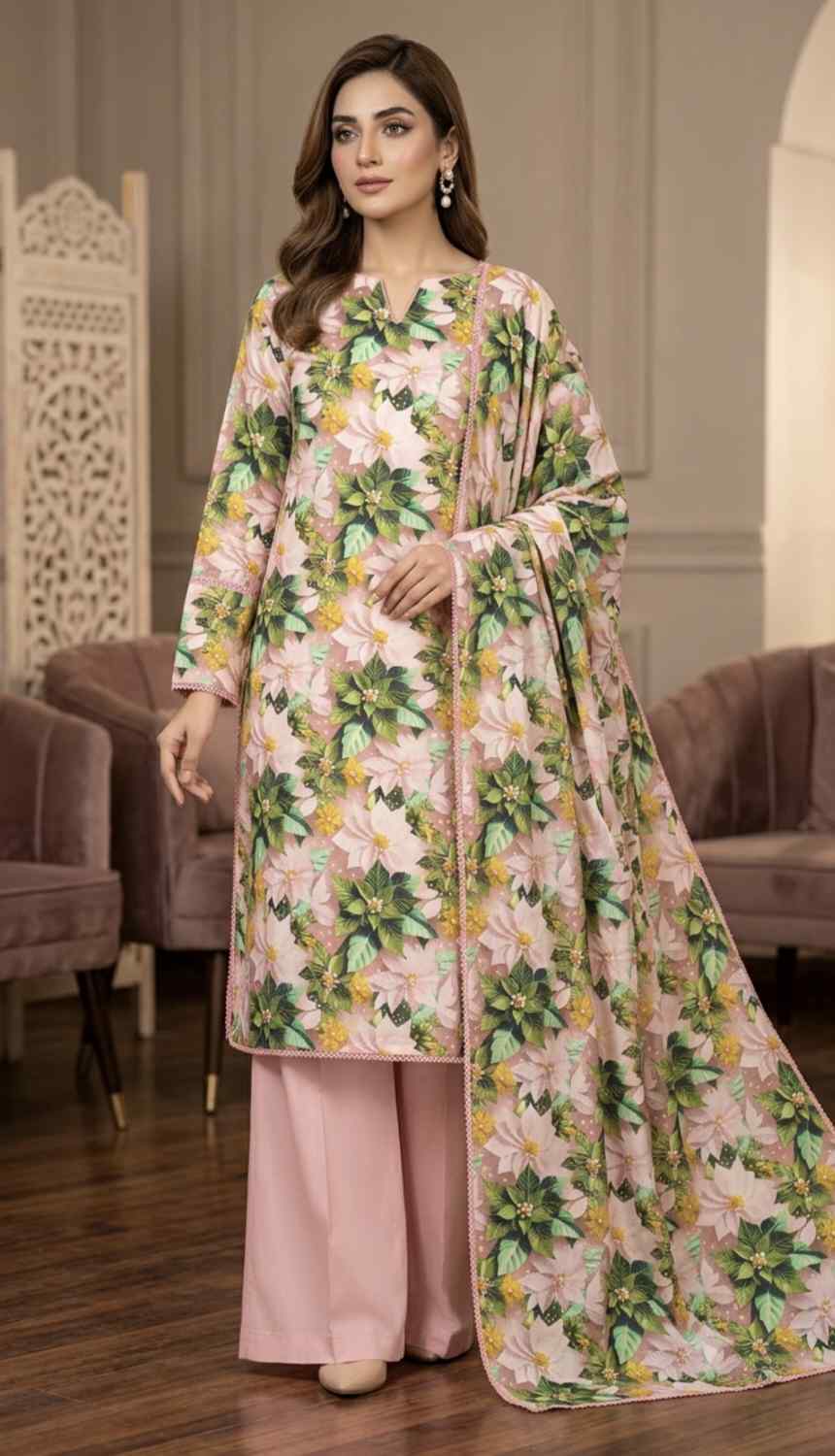 Duppta+ Shirt🥳 Big Sale M-778  Rs.1390 Imported Korean Pure Shaffon Stuff Same design Duppta & Shirt 2pc