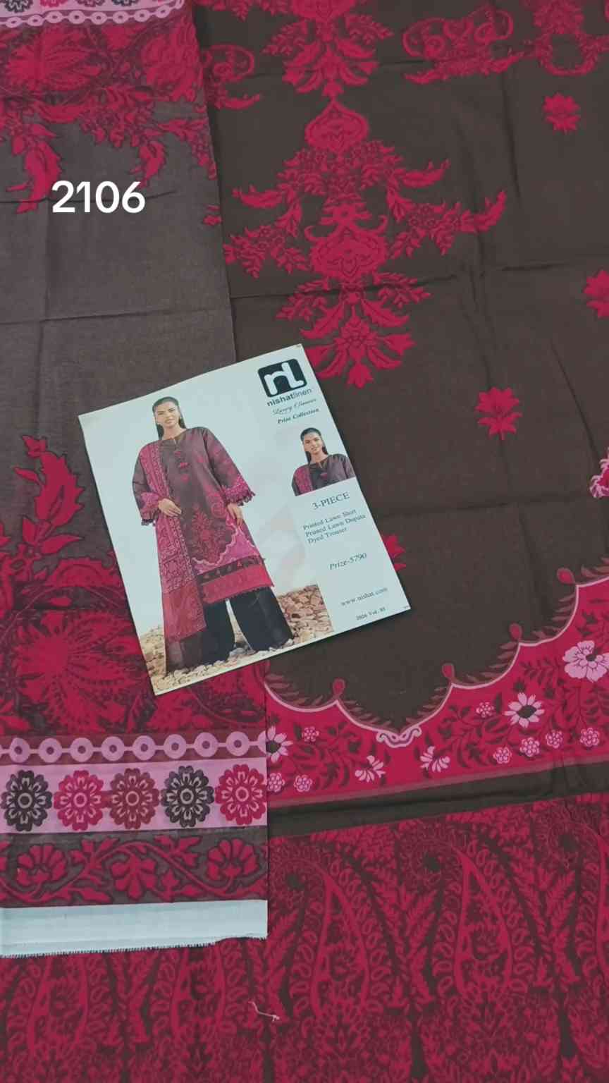 🥳 Big Discount M-2106 Rs.1690 Branded (Nishat)  Lawn Shirt & Duppta 2pc