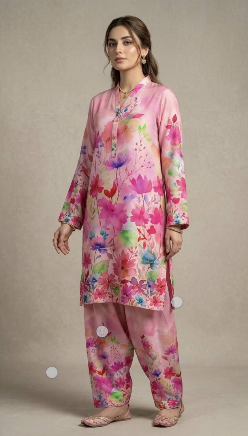 🥳 New Arrivals M-936  Rs.1590 Imported Most Luxurious Border Wala Design Stone Lelin Same print Shirt & Trouser 2pc
