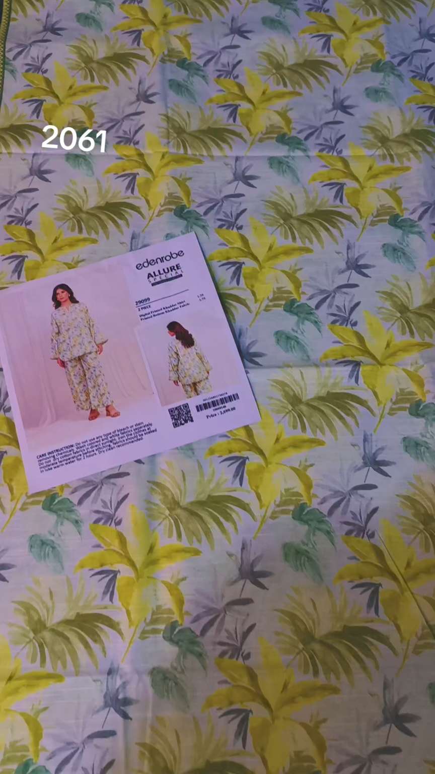 🥳 Big Sale M-6061  Rs.1490 Branded( Edenrobe) Soft Khadder Same print Shirt & Truzer 2pc