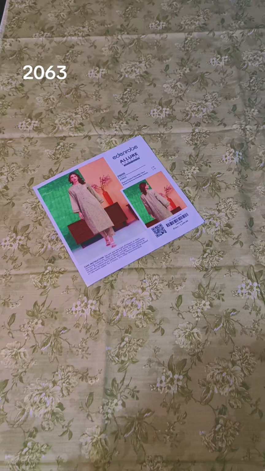 🥳 Big Sale M-6063  Rs.1490 Branded( Edenrobe) Soft Khadder Same print Shirt & Truzer 2pc