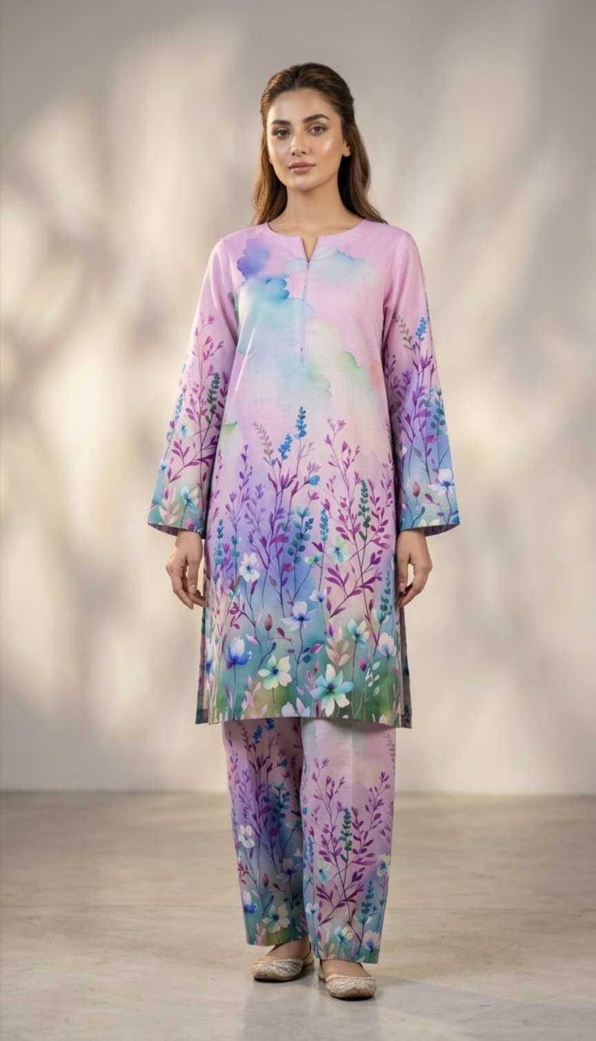 🥳 New Arrivals M-928  Rs.1590 Imported Most Luxurious Border Wala Design Stone Lelin Same print Shirt & Trouser 2pc