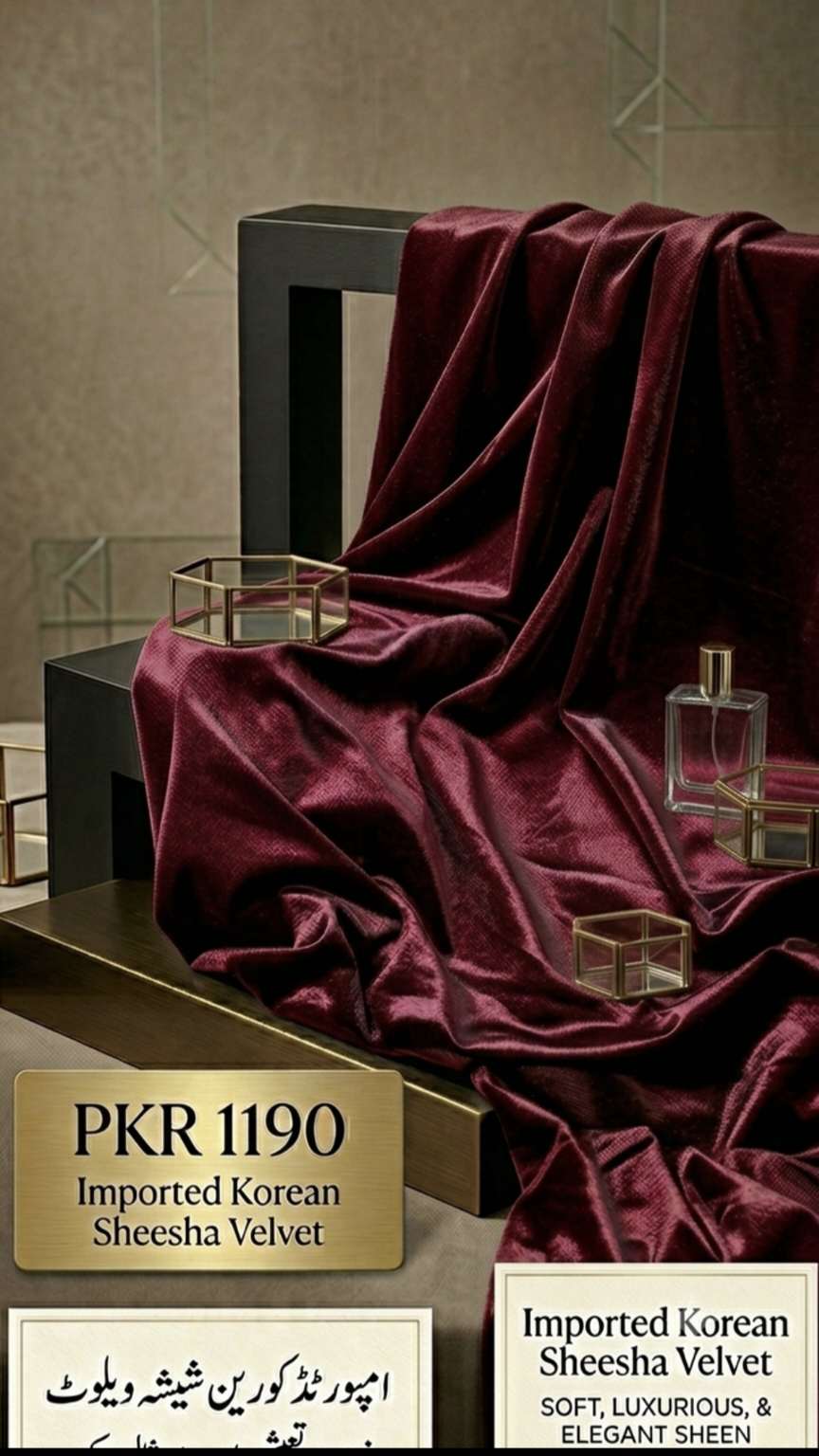 🥳 Big Sale M-757  Rs.1190 Imported Korean Shesha Velvet Same print Shirt & Truzer 2pc