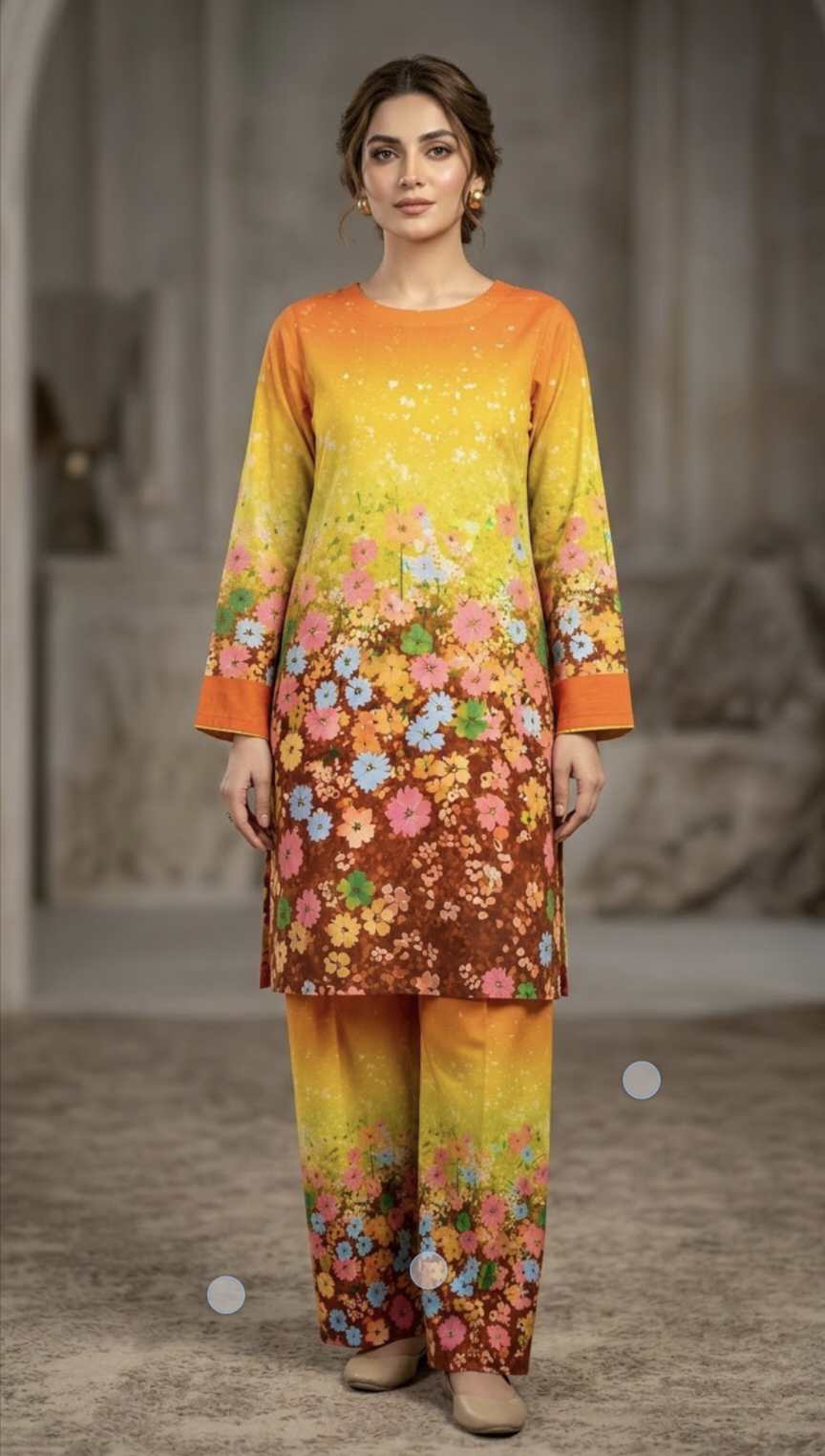 🥳 New Arrivals M-934  Rs.1590 Imported Most Luxurious Border Wala Design Stone Lelin Same print Shirt & Trouser 2pc