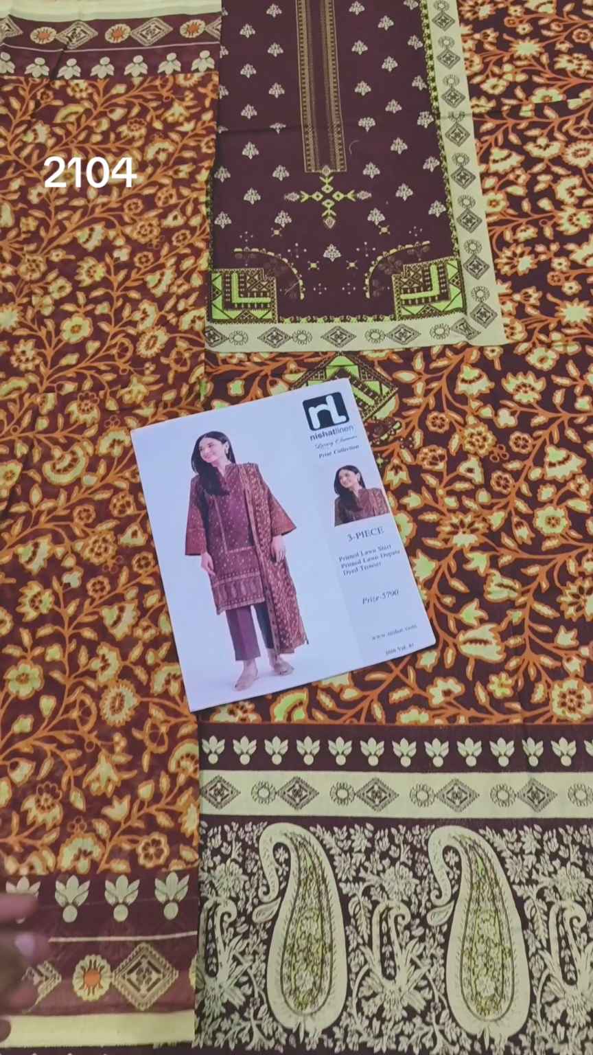🥳 Big Discount M-2104  Rs.1690 Branded (Nishat)  Lawn Shirt & Duppta 2pc