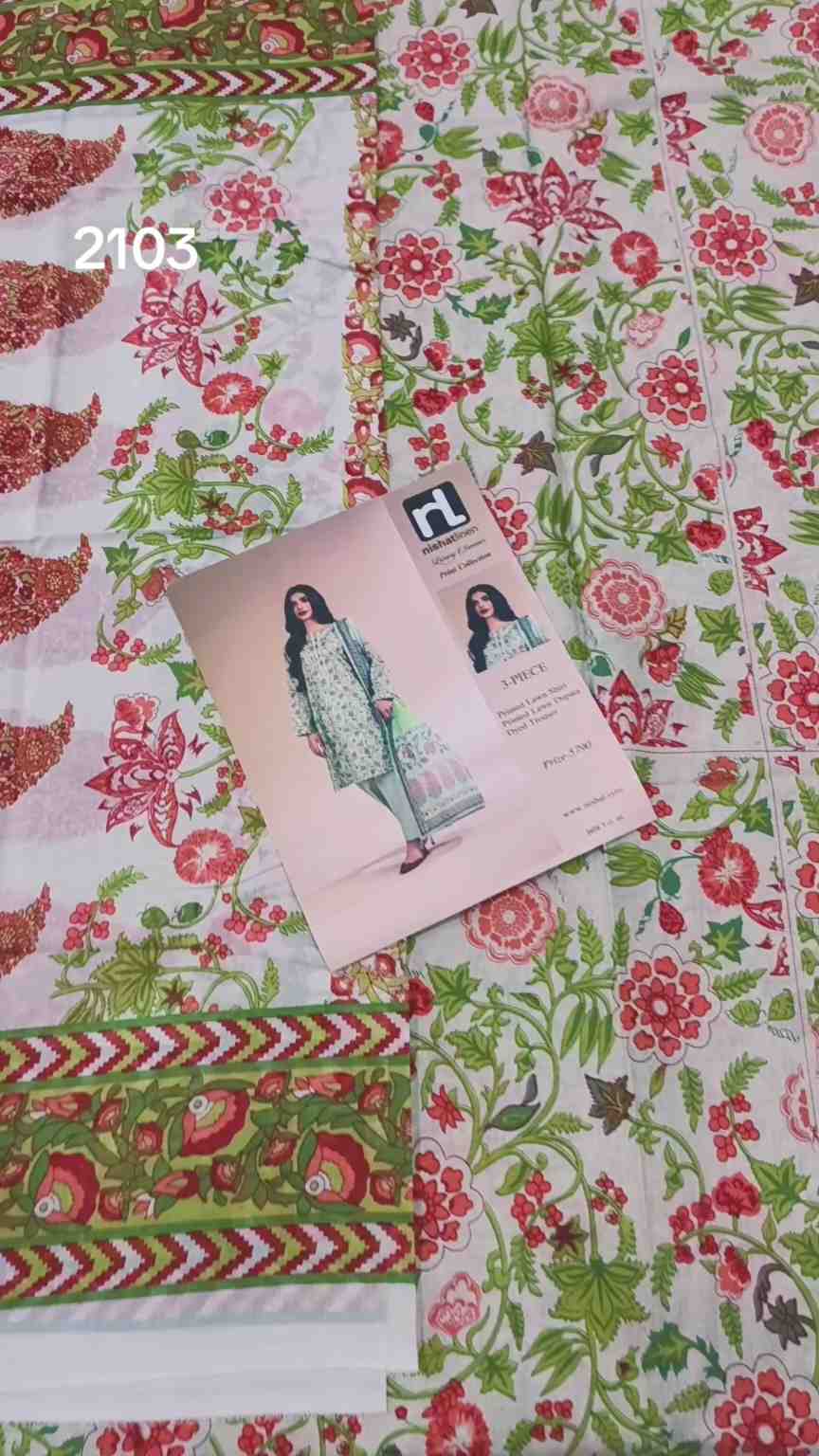 🥳 Big Discount M-2103  Rs.1690 Branded (Nishat)  Lawn Shirt & Duppta 2pc