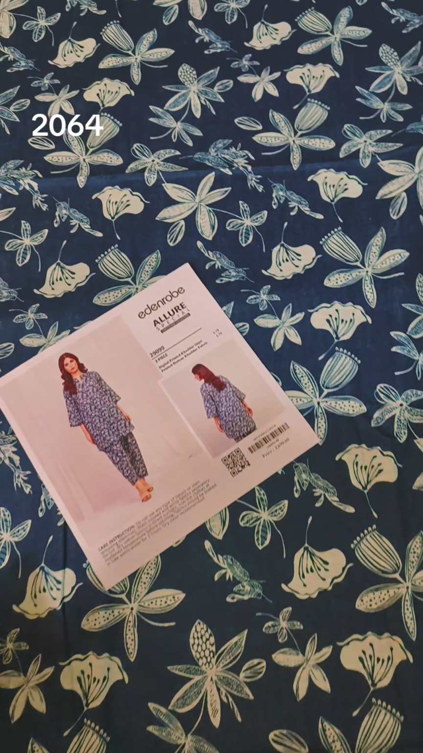 🥳 Big Sale M-6064  Rs.1490 Branded( Edenrobe) Soft Khadder Same print Shirt & Truzer 2pc
