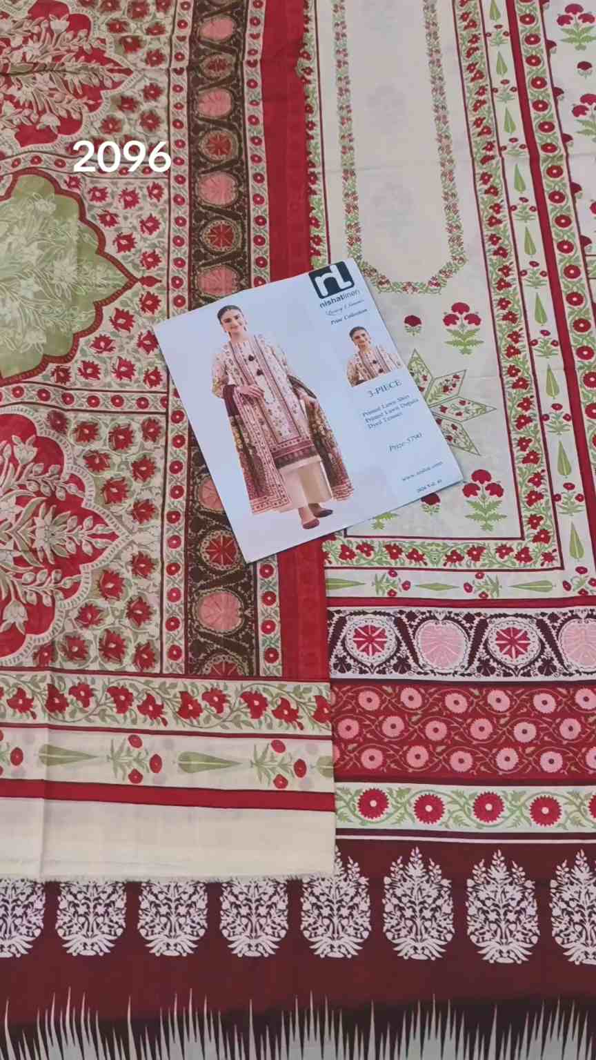 🥳 Big Discount M-2096  Rs.1690 Branded (Nishat)  Lawn Shirt & Duppta 2pc