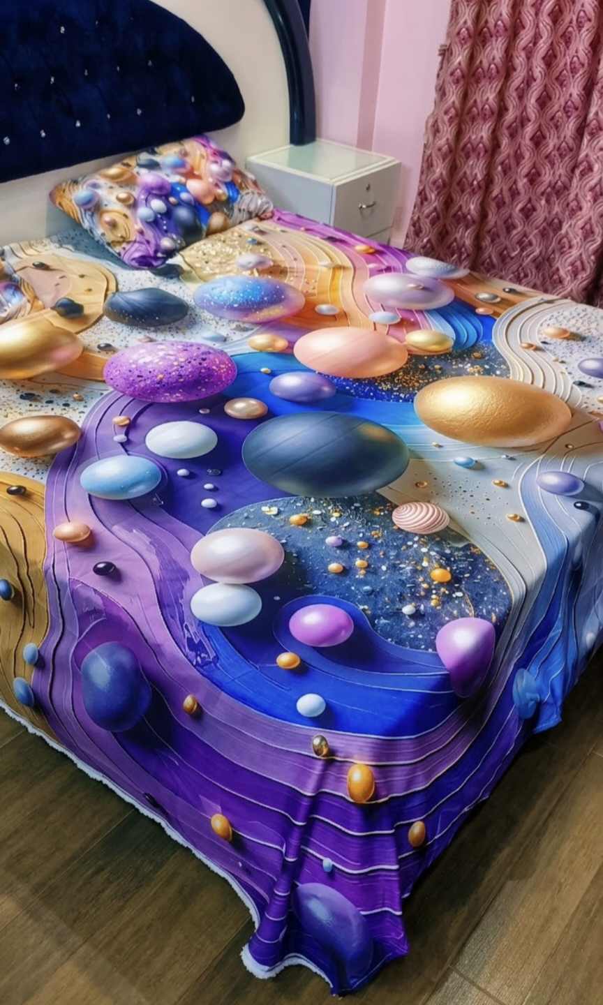 😱 New Arrivals M-878  Rs.2670 (Dc Feee) Imported Luxurious 5-D Premium Crystal Cotton Life Time Granttee King Size 3pc Bed Sheet (94" * 96")  02 Stitch Pillows