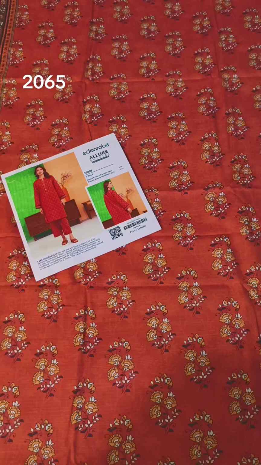 🥳 Big Sale M-6065  Rs.1490 Branded( Edenrobe) Soft Khadder Same print Shirt & Truzer 2pc