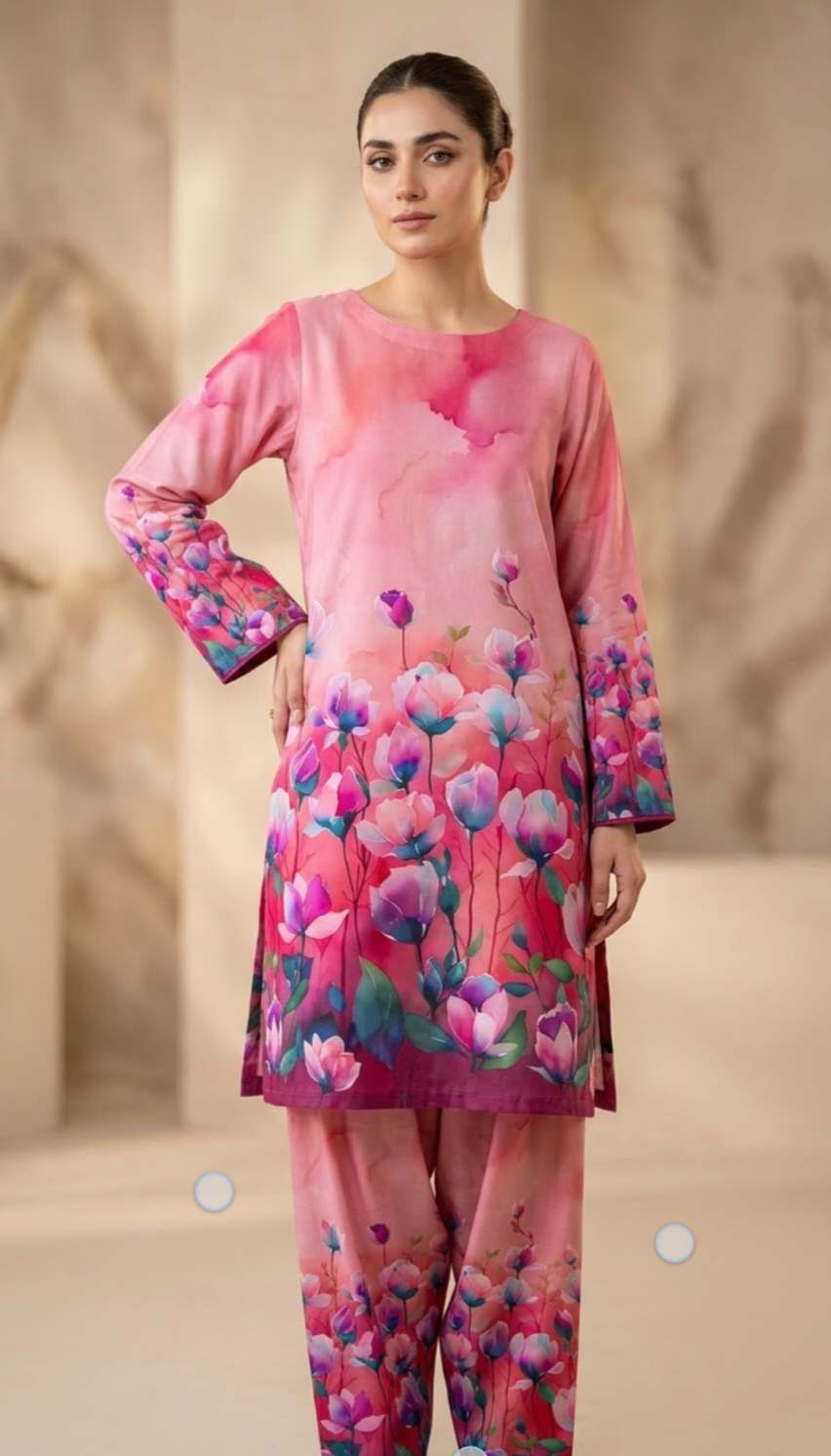 🥳 New Arrivals M-931  Rs.1590 Imported Most Luxurious Border Wala Design Stone Lelin Same print Shirt & Trouser 2pc