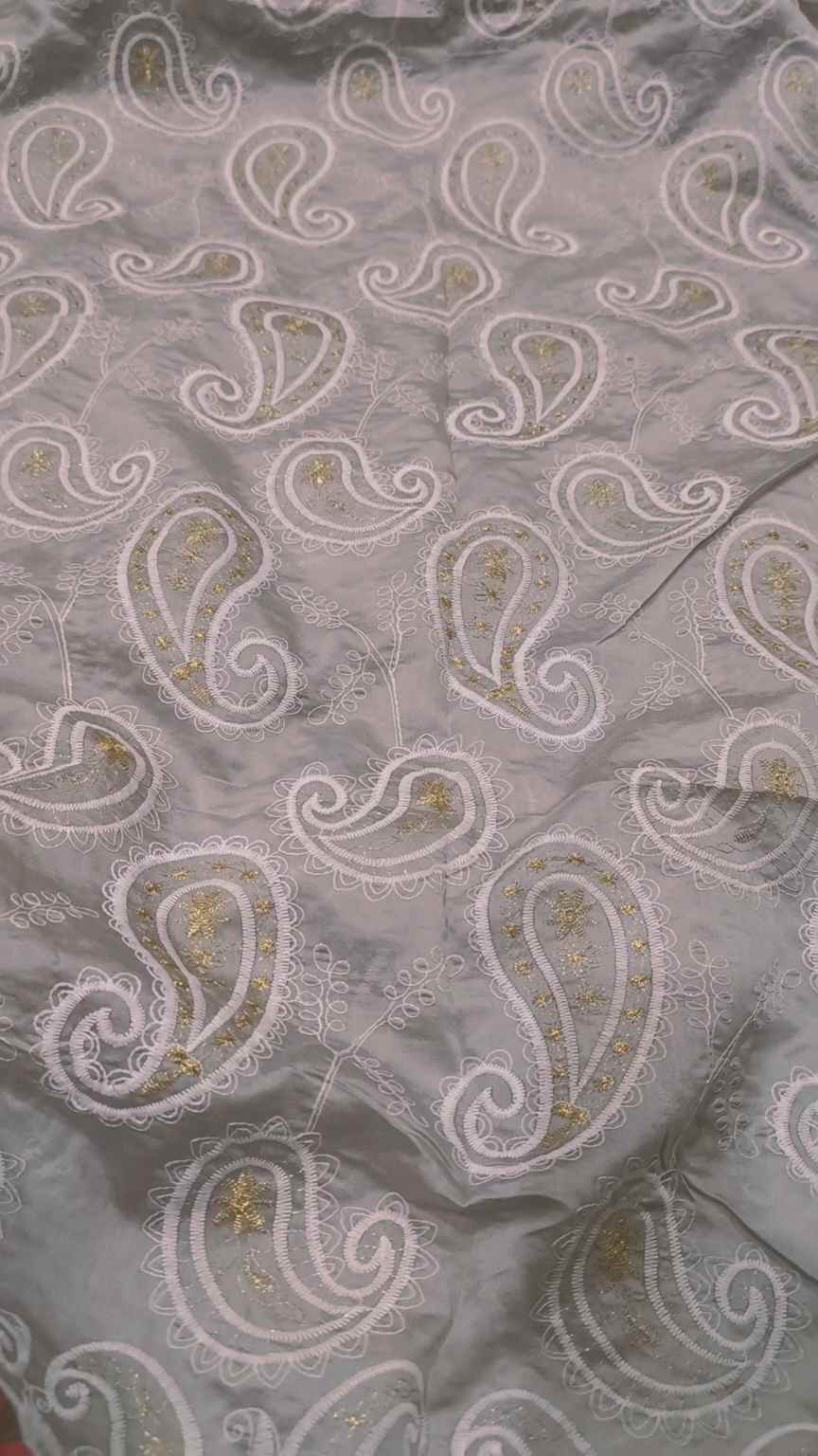 🥳 Big Sale M-965 Rs.1600 Imported Most Luxurious 3-D with Tilla Arr Embroidery in High Quality Paper Silk Stuff Shirt