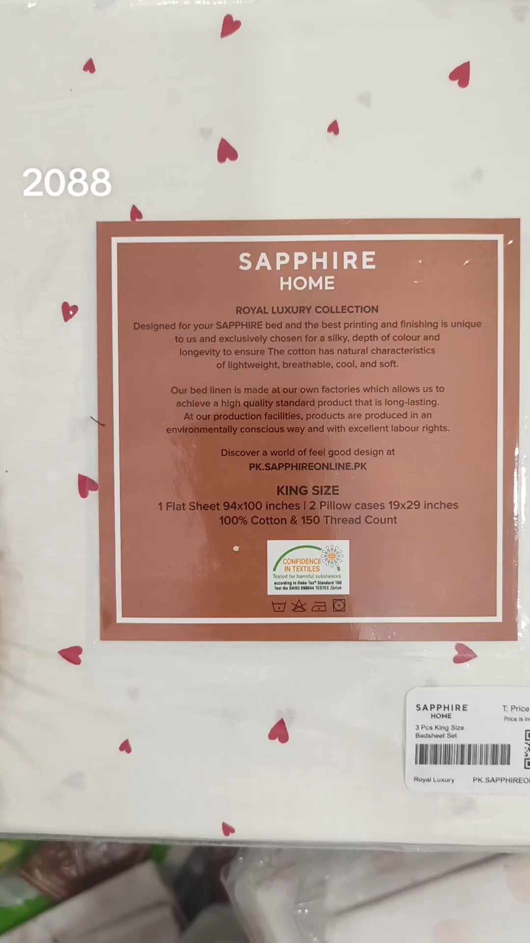 🥳 Big Discount M-2088. RS.2150.  Branded ( Sapphire) King Size Bedsheet with two Pillows  in 100 % Cotton Stuff