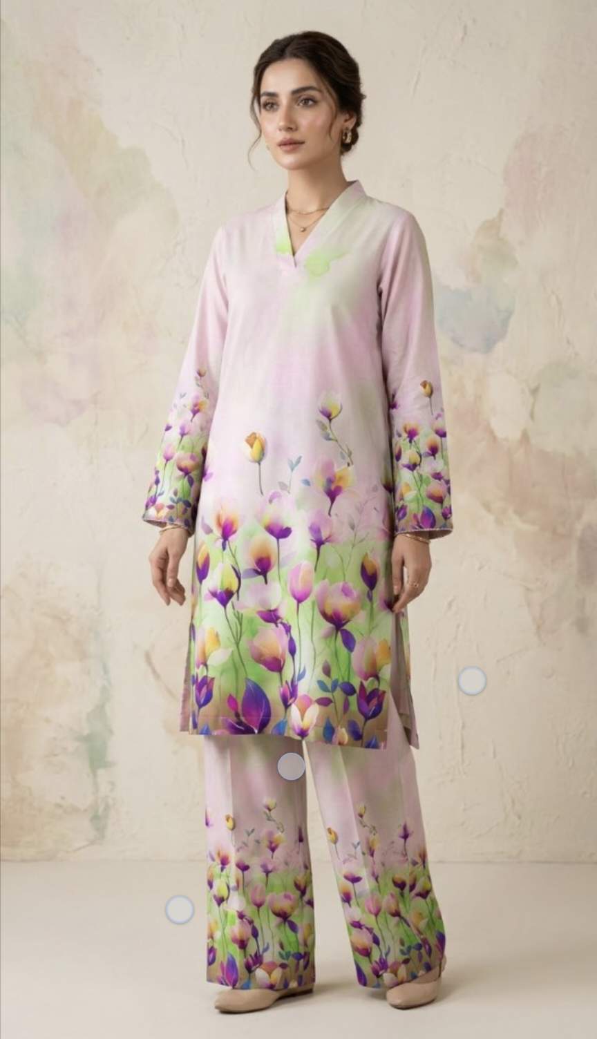 🥳 New Arrivals M-935  Rs.1590 Imported Most Luxurious Border Wala Design Stone Lelin Same print Shirt & Trouser 2pc