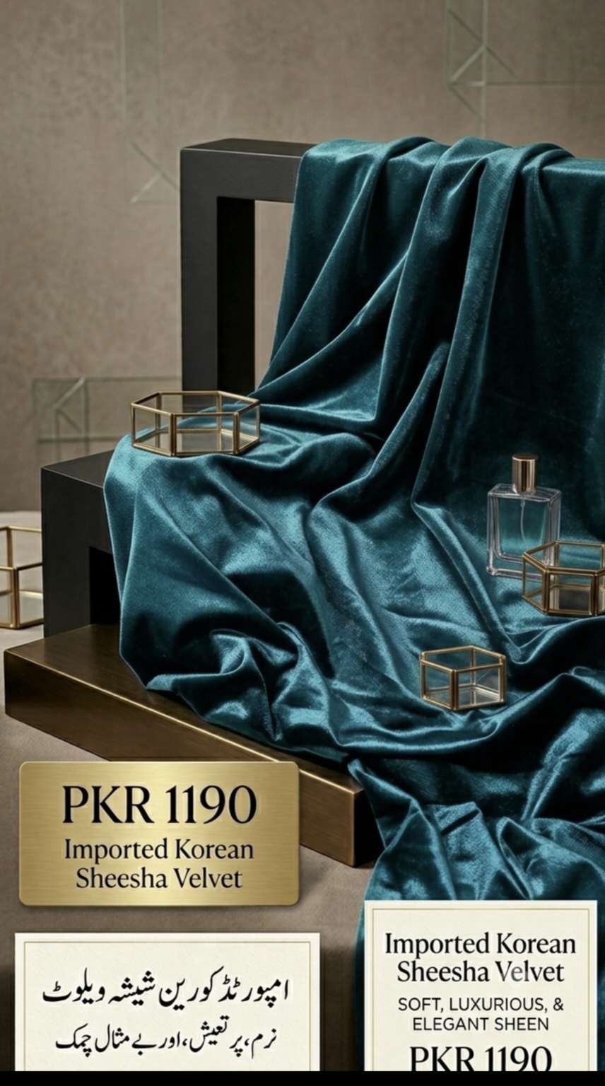 🥳 Big Sale M-752  Rs.1190  Imported Korean Shesha Velvet Same print Shirt & Truzer 2pc