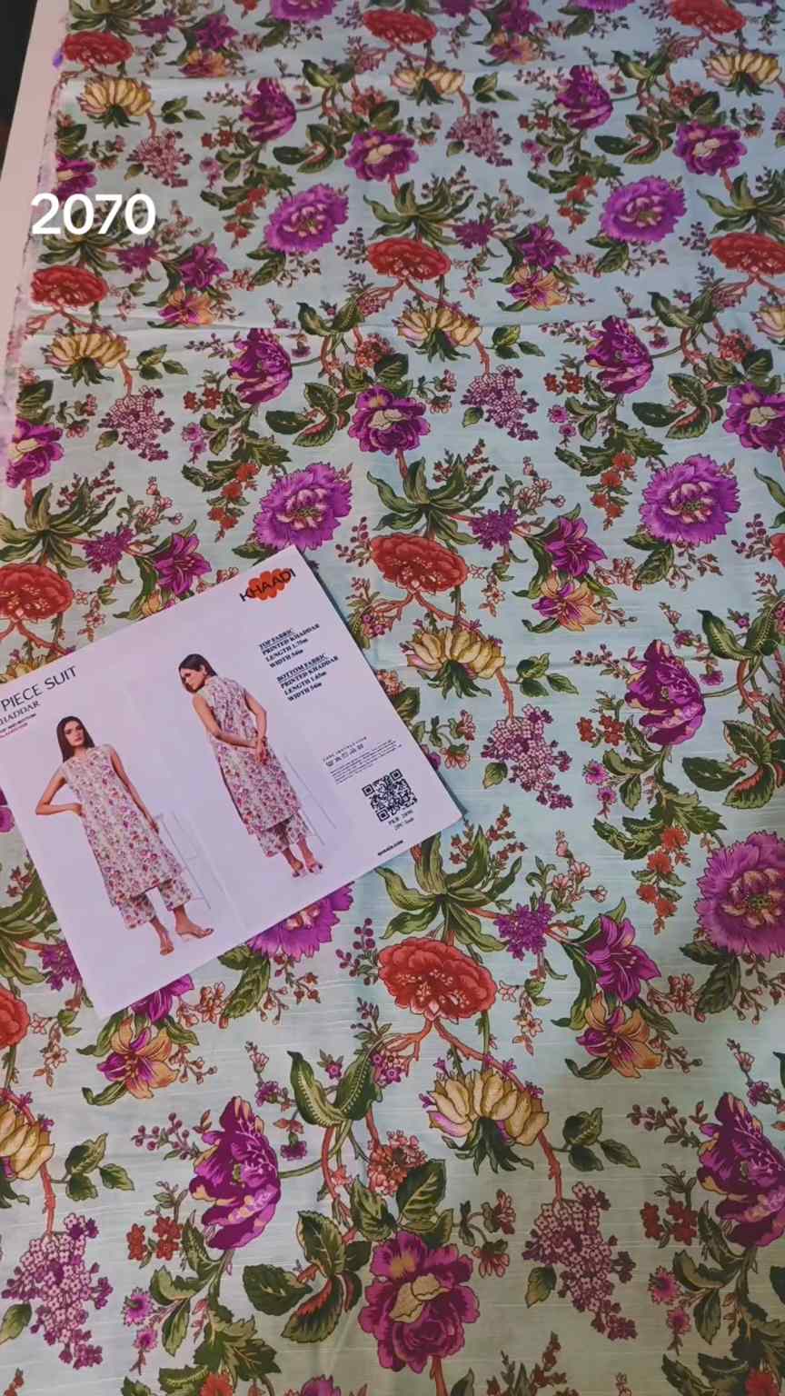 🥳 Big Sale M-6070  Rs.1490 Branded( Khaadi) Soft Khadder Same print Shirt & Truzer 2pc