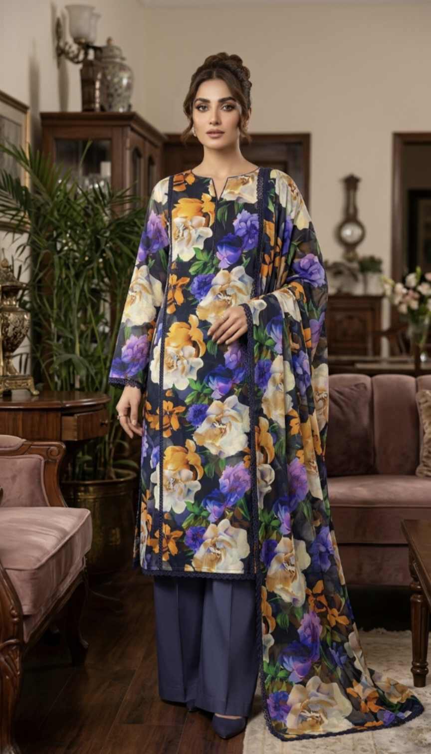Duppta+ Shirt🥳 Big Sale M-776   Rs.1390 Imported Korean Pure Shaffon Stuff Same design Duppta & Shirt 2pc
