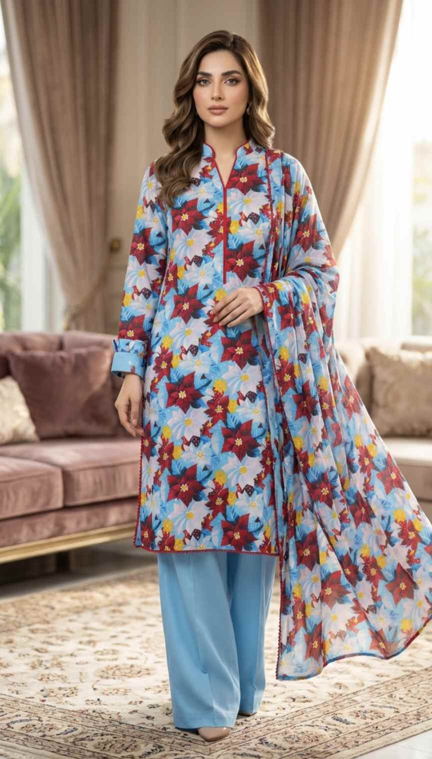 Duppta+ Shirt🥳 Big Sale M-775   Rs.1390 Imported Korean Pure Shaffon Stuff Same design Duppta & Shirt 2pc
