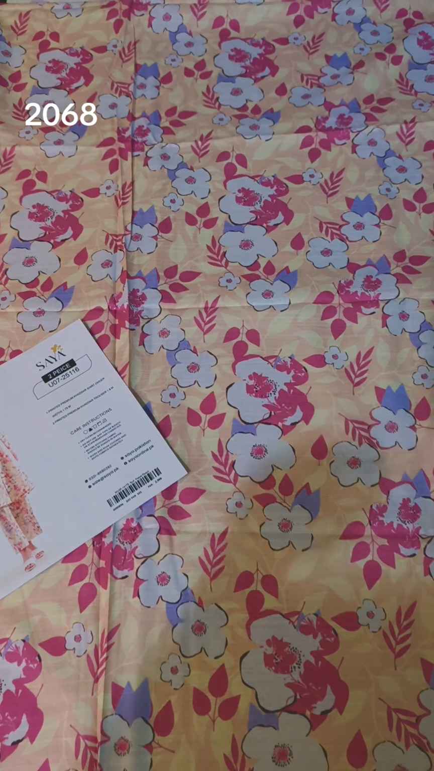 🥳 Big Sale M-6068  Rs.1490 Branded( Saya) Soft Khadder Same print Shirt & Truzer 2pc