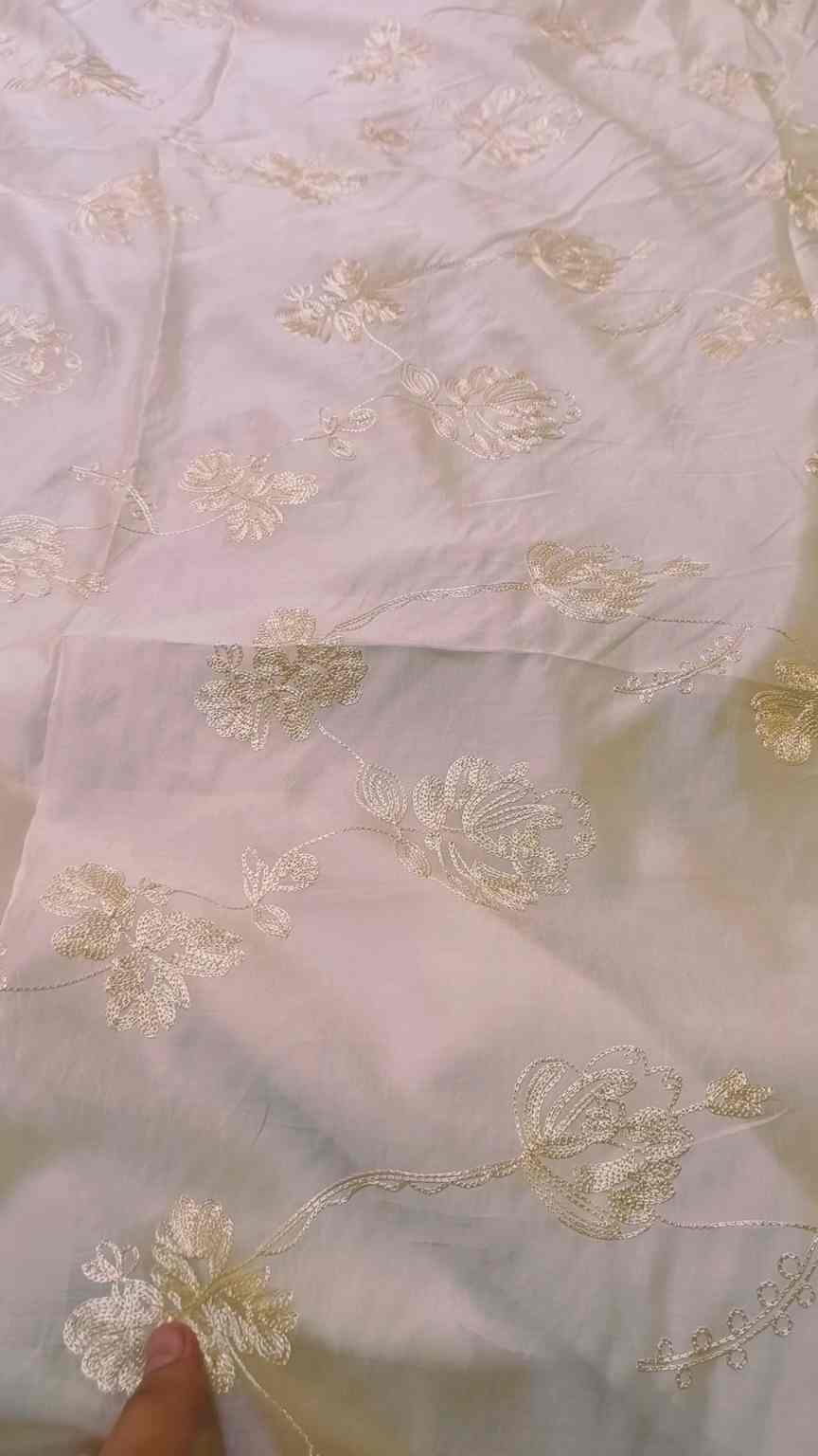 🥳 Sale Sale M-4490 mported Digital Shiffli Chickenkari Embroidery in Silky Lawn Shirt -