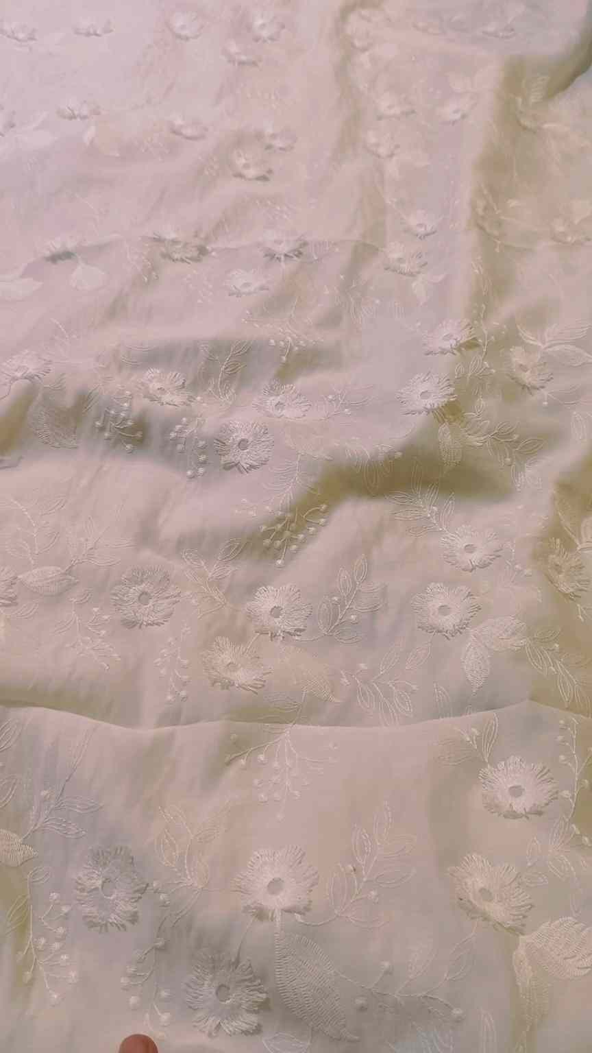 🥳 Sale Sale M-4488  Imported Most Luxurious 3-D qureshia Flowers Embroidery in Silky Lawn Shirt -