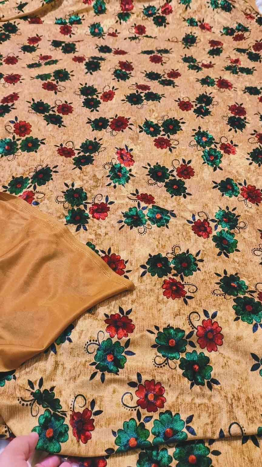 🥳 Sale Sale M-4570  Imported 3-D korean Self Luxury Palachi Velvet Same print Shirt & Truzer 2pc