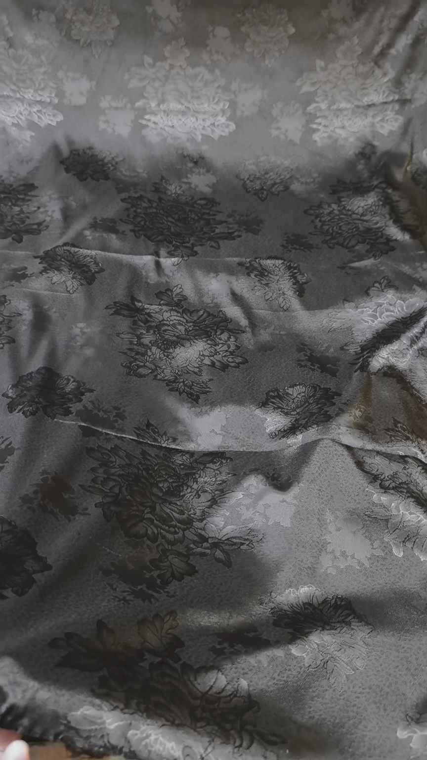 🥳Big Sale M-1139 Rs.1690 Jet Black Imported Winter 3-D viscose Broshia China Patti Same print Shirt & Trouser 2pc