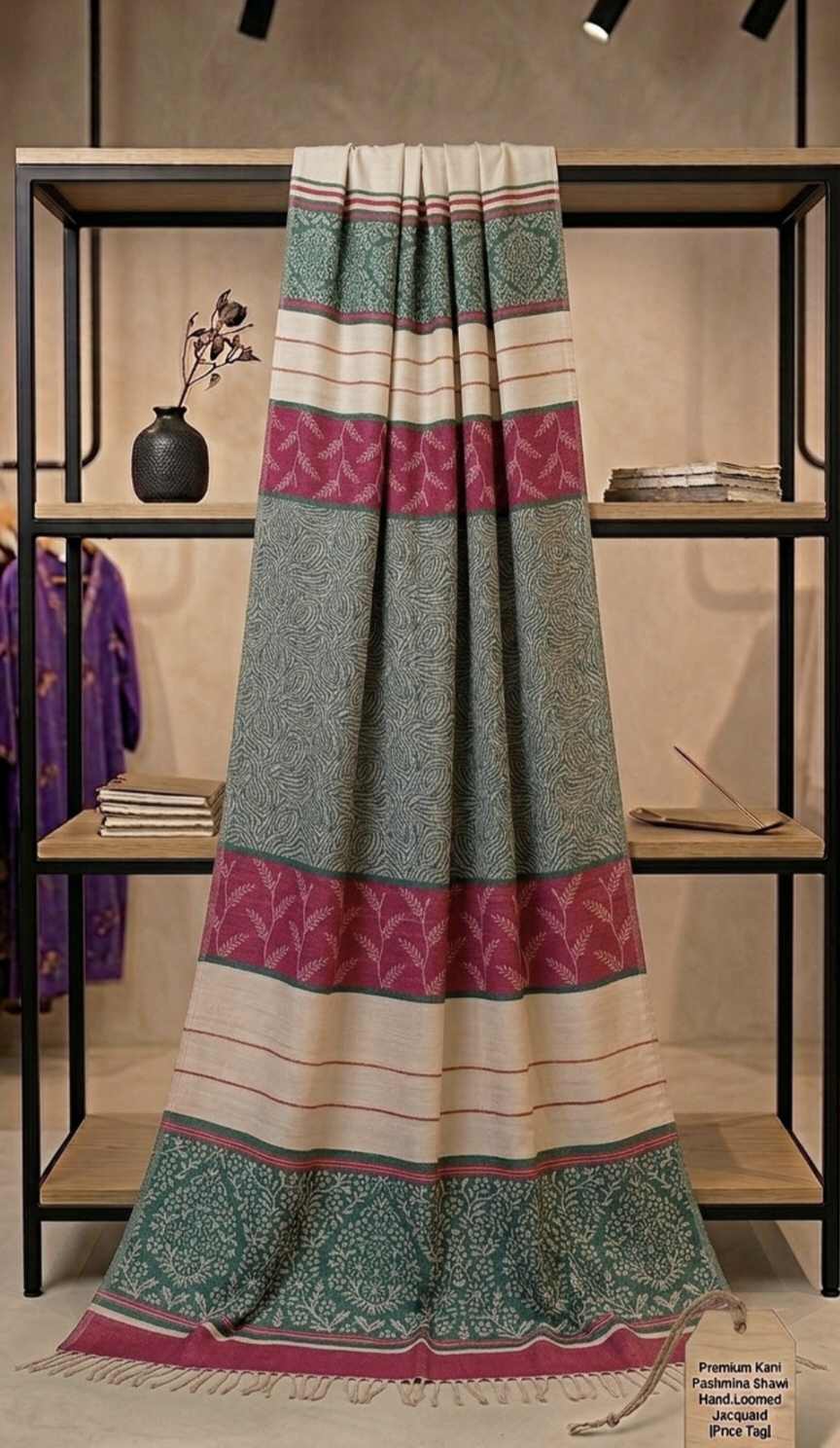 😱Big Sale M-12008 Rs.1390 ( Delivery Free) Imported Most Luxurious Full Size Winter Pashmina Jacquard Ladies Shawl (2.5 yards long by 1.25 yards wide)