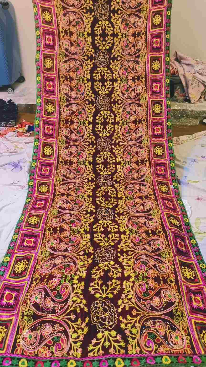 😱Big Sale M-1126  Rs.2490 Imported Most Luxurious Heavy Embroidery Micro-9000 Velvet Shawl