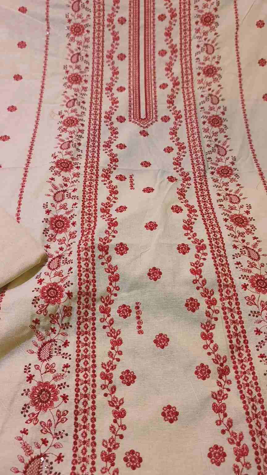 🥳 Sale Sale M-1403 Rs.1650 Imported Bareeze Embroidery Karandi Khadder Same print Shirt & Truzer 2pc